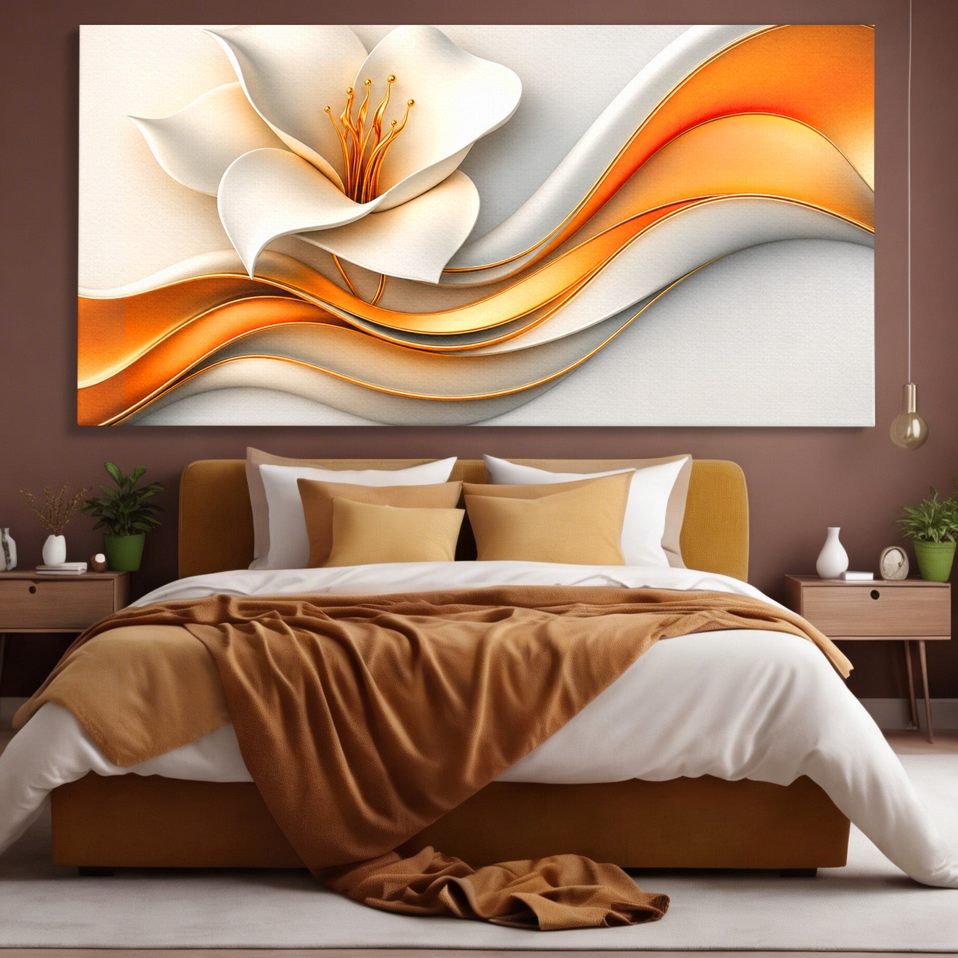 Tablou Canvas Premium LuxCanva® A1835, Ritmuri Aurii, Floare, Abstract, Eleganta, Living, Dormitor, Culori Vibrante