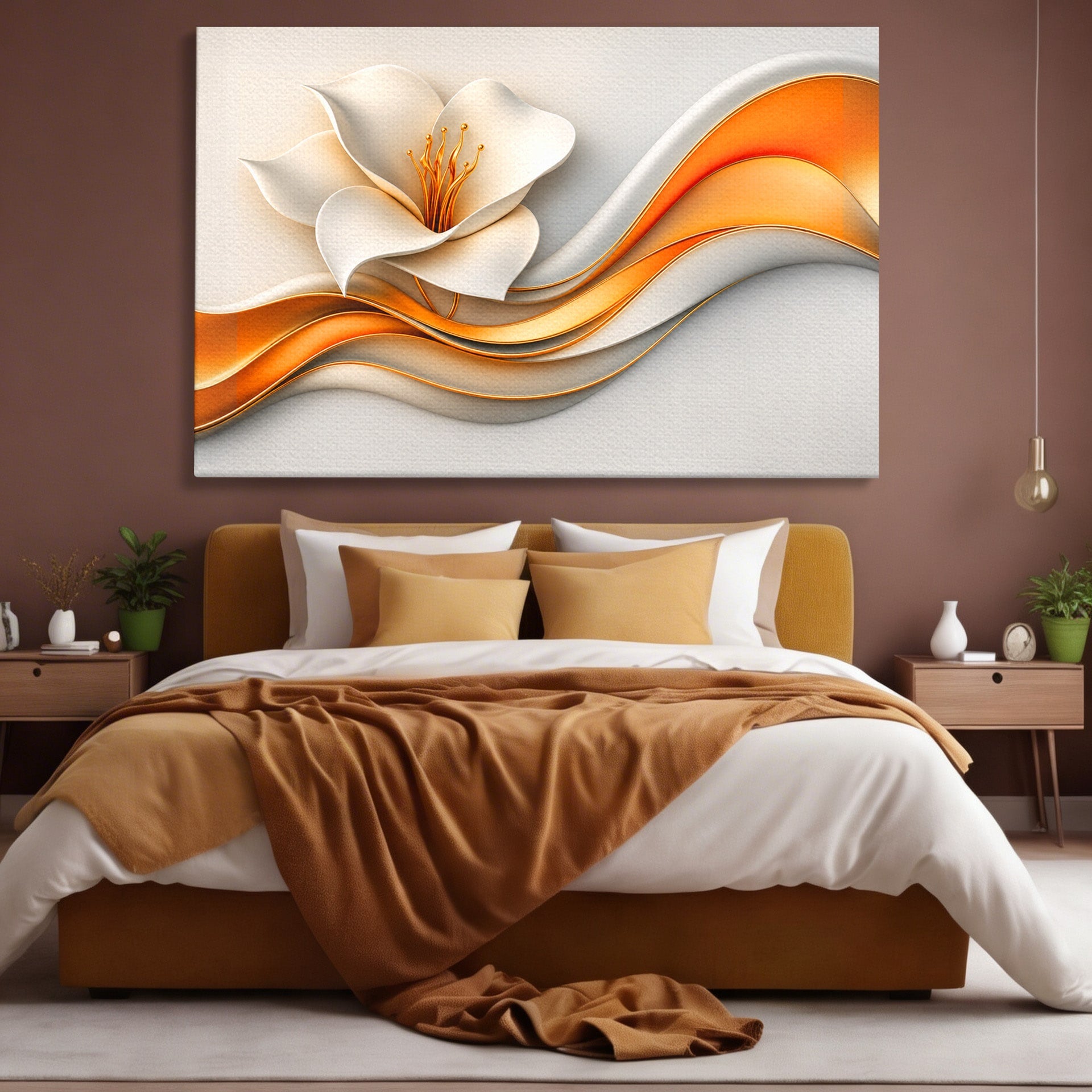 Tablou Canvas Premium LuxCanva® A1835, Ritmuri Aurii, Floare, Abstract, Eleganta, Living, Dormitor, Culori Vibrante