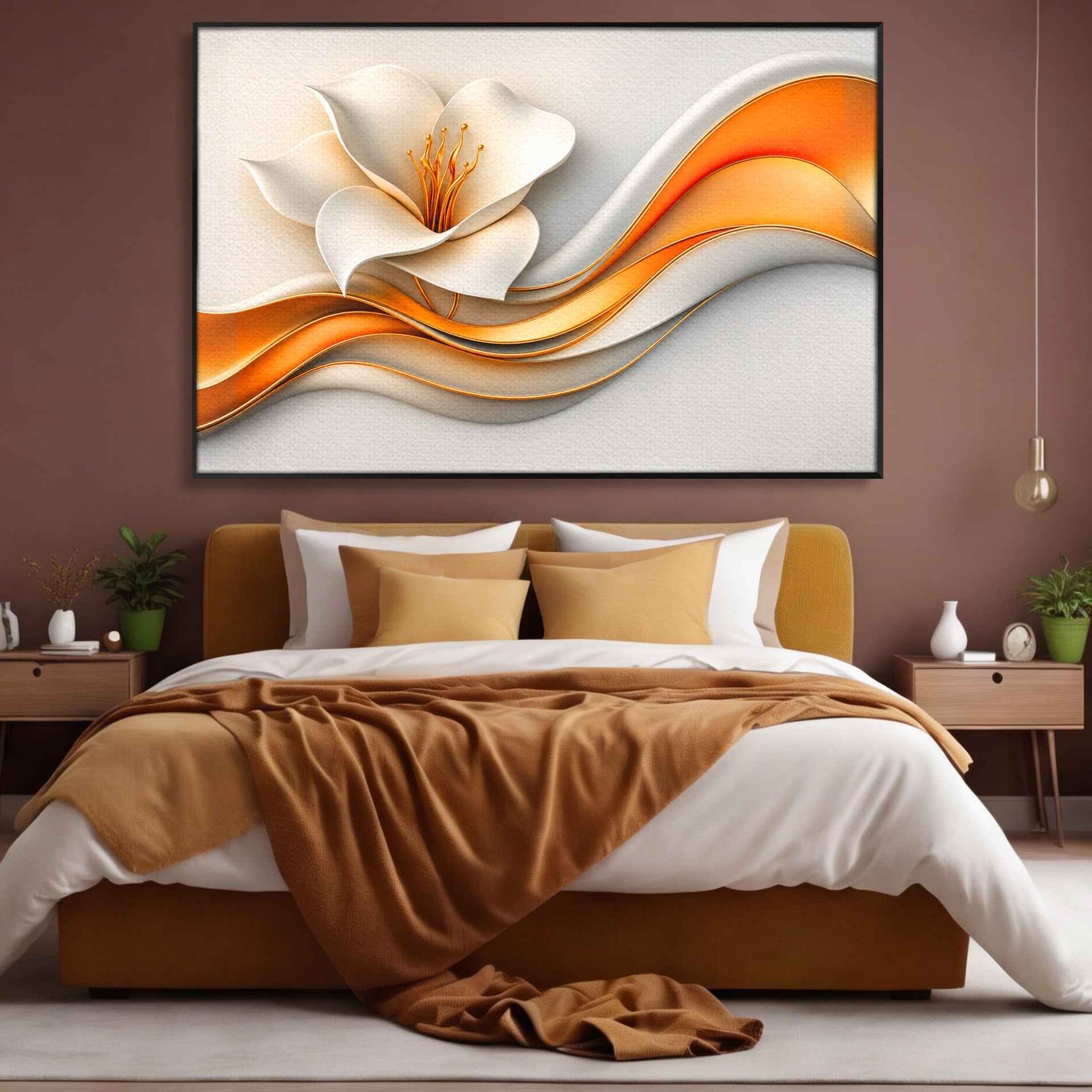 Tablou Canvas Premium LuxCanva® A1835, Ritmuri Aurii, Floare, Abstract, Eleganta, Living, Dormitor, Culori Vibrante
