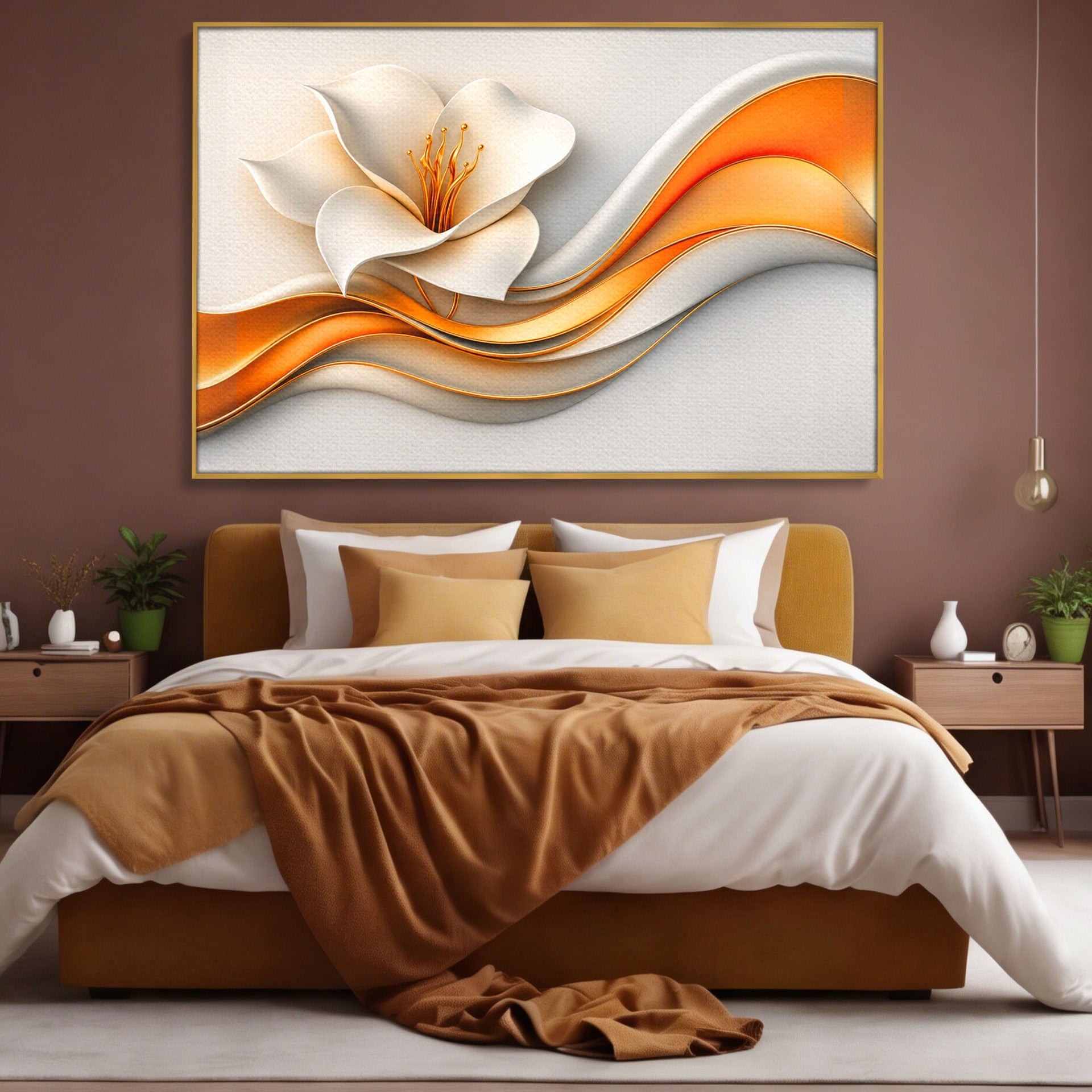 Tablou Canvas Premium LuxCanva® A1835, Ritmuri Aurii, Floare, Abstract, Eleganta, Living, Dormitor, Culori Vibrante