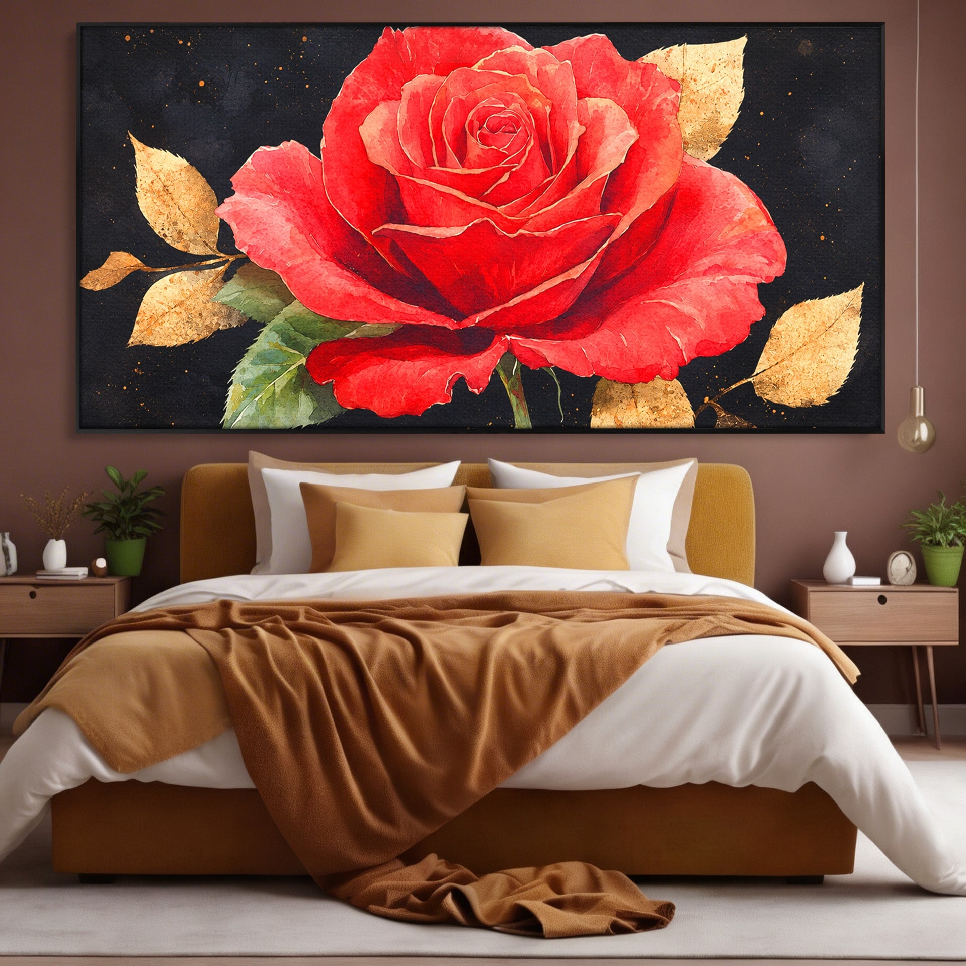 Tablou Canvas Premium LuxCanva® A1837, Trandafir Rosu Regal, Trandafir, Floral, Eleganta, Romantic, Dormitor, Culori Vibrante