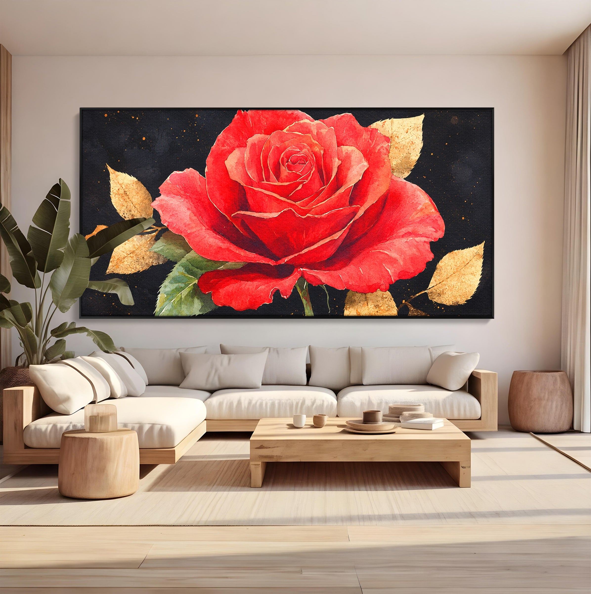 Tablou Canvas Premium LuxCanva® A1837, Trandafir Rosu Regal, Trandafir, Floral, Eleganta, Romantic, Dormitor, Culori Vibrante