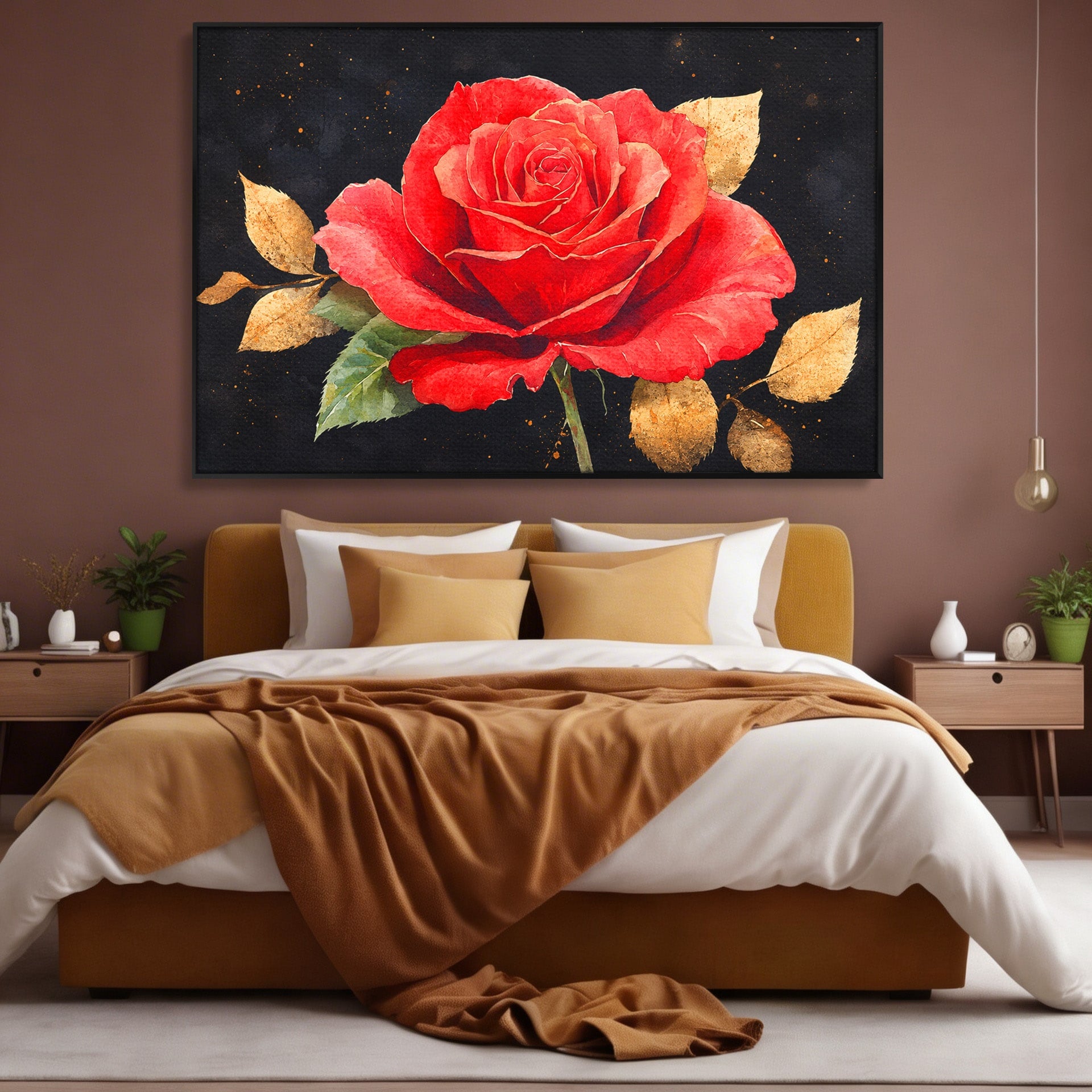 Tablou Canvas Premium LuxCanva® A1837, Trandafir Rosu Regal, Trandafir, Floral, Eleganta, Romantic, Dormitor, Culori Vibrante