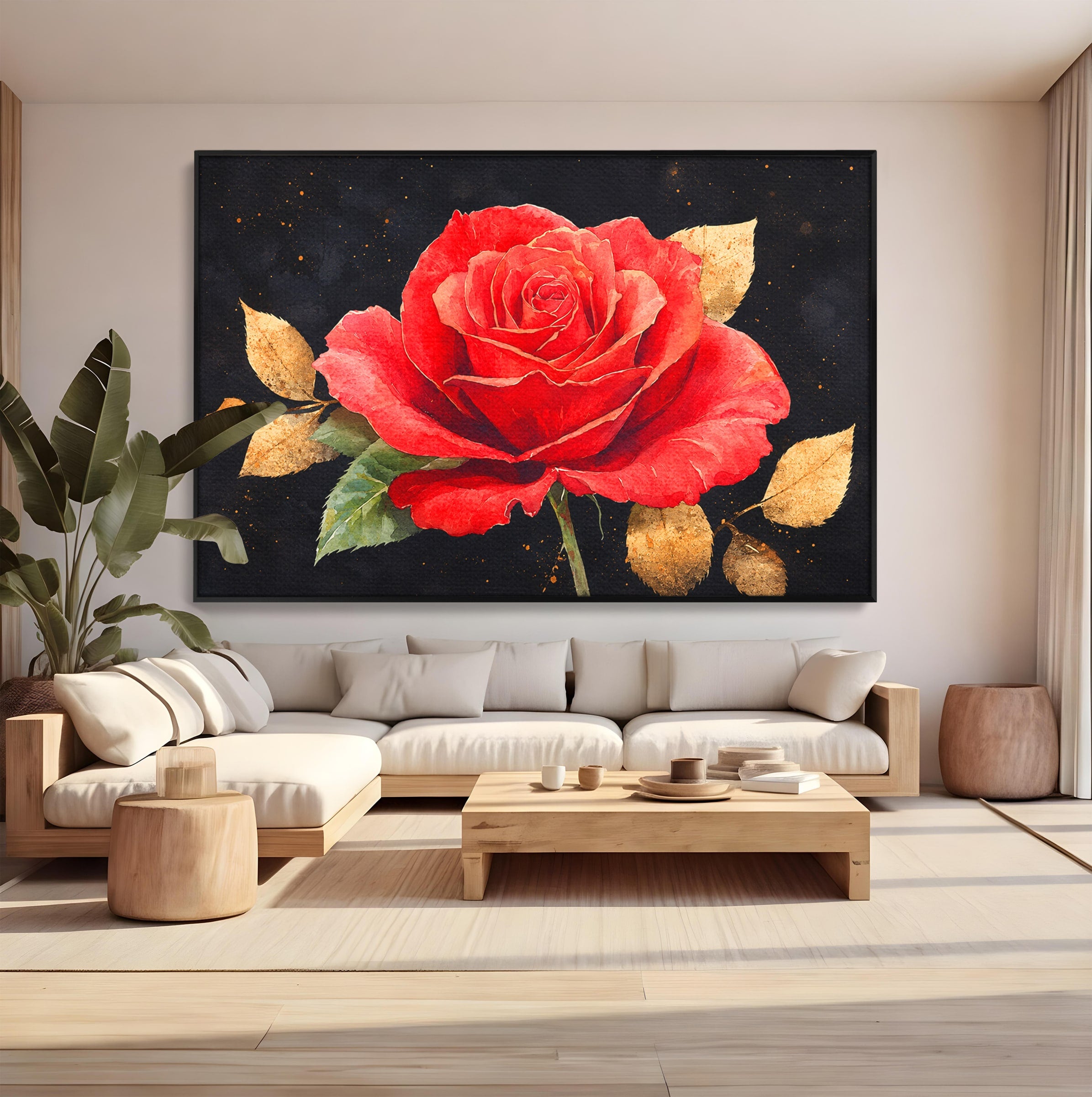 Tablou Canvas Premium LuxCanva® A1837, Trandafir Rosu Regal, Trandafir, Floral, Eleganta, Romantic, Dormitor, Culori Vibrante
