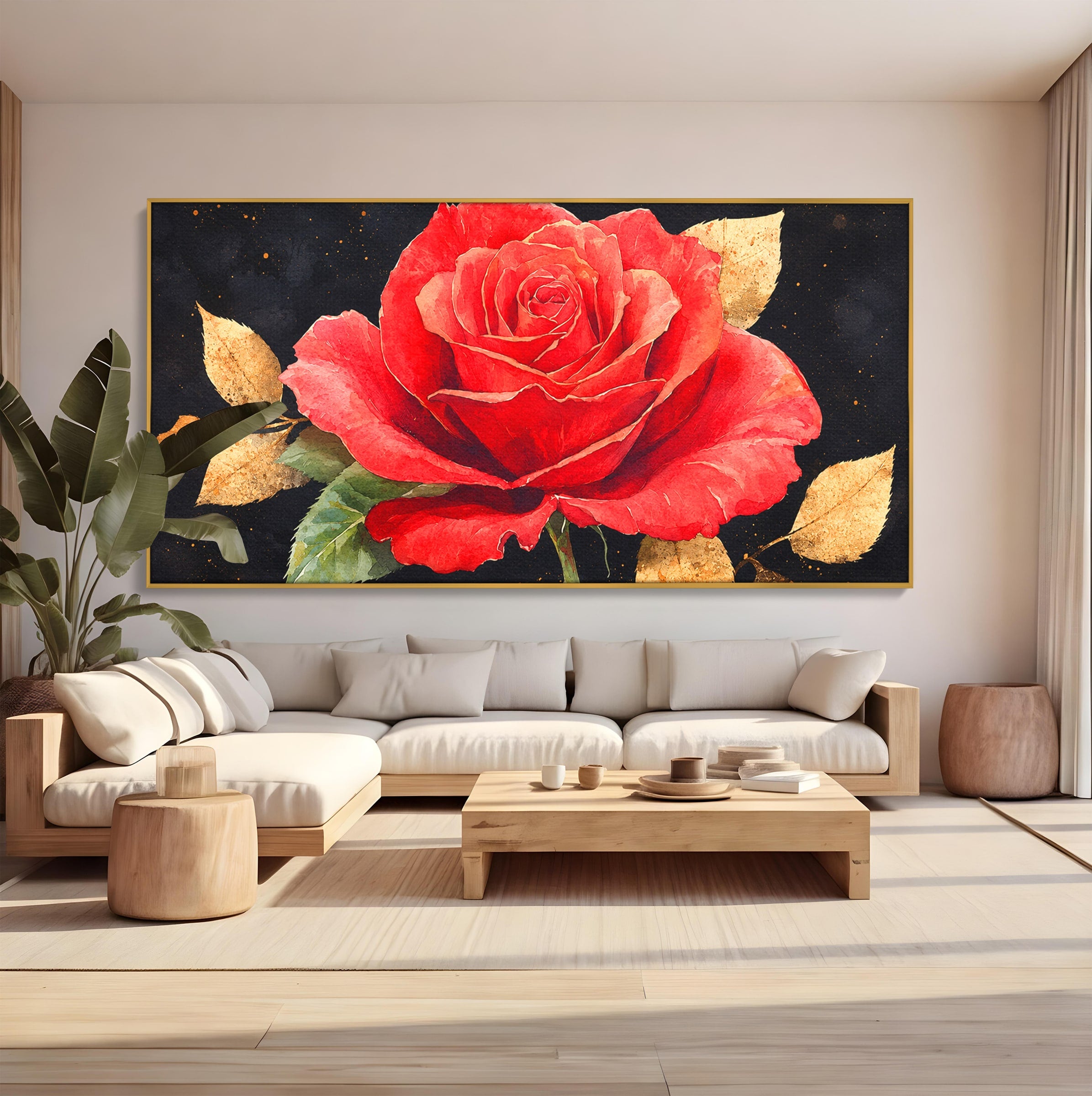 Tablou Canvas Premium LuxCanva® A1837, Trandafir Rosu Regal, Trandafir, Floral, Eleganta, Romantic, Dormitor, Culori Vibrante