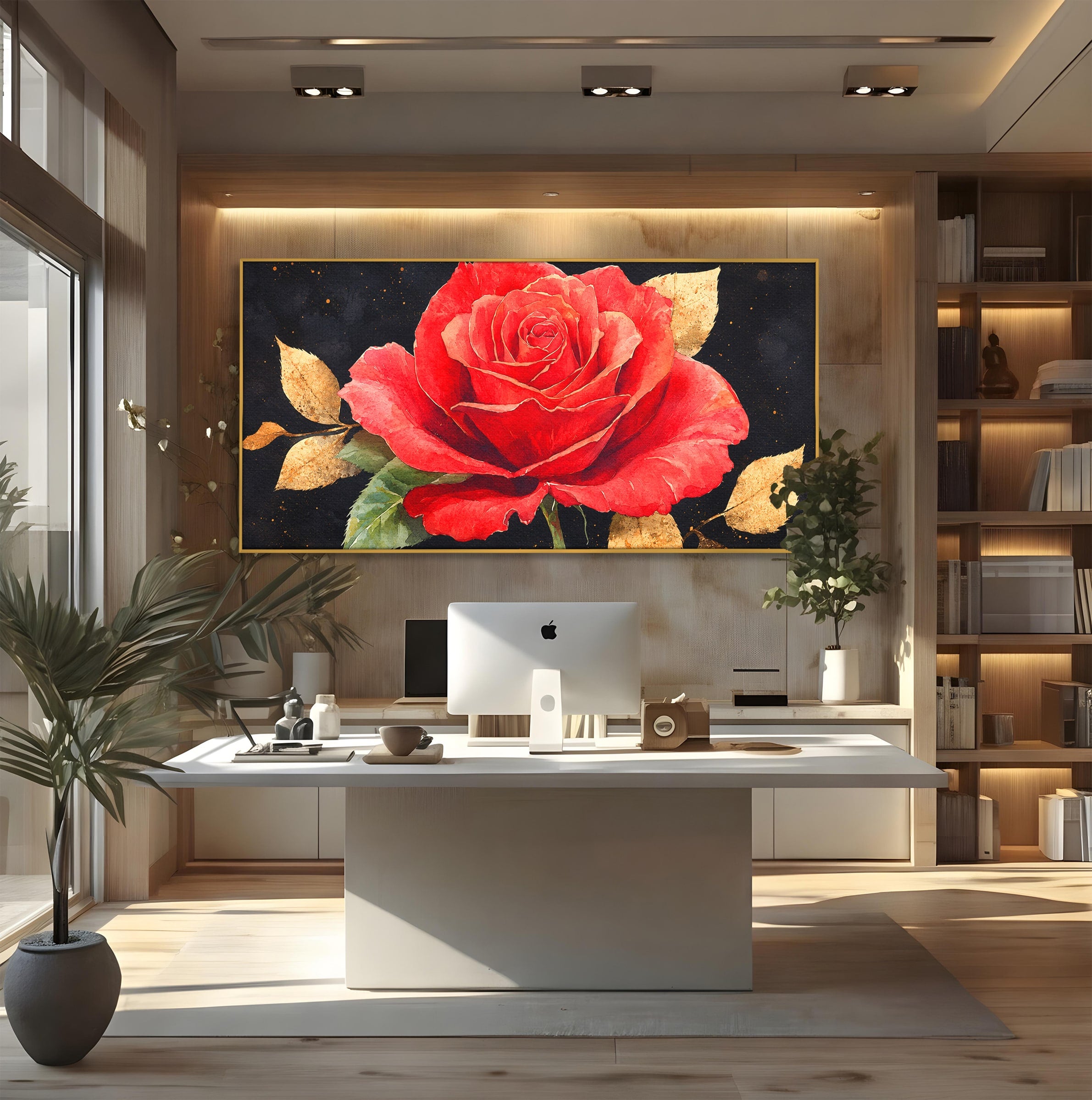 Tablou Canvas Premium LuxCanva® A1837, Trandafir Rosu Regal, Trandafir, Floral, Eleganta, Romantic, Dormitor, Culori Vibrante