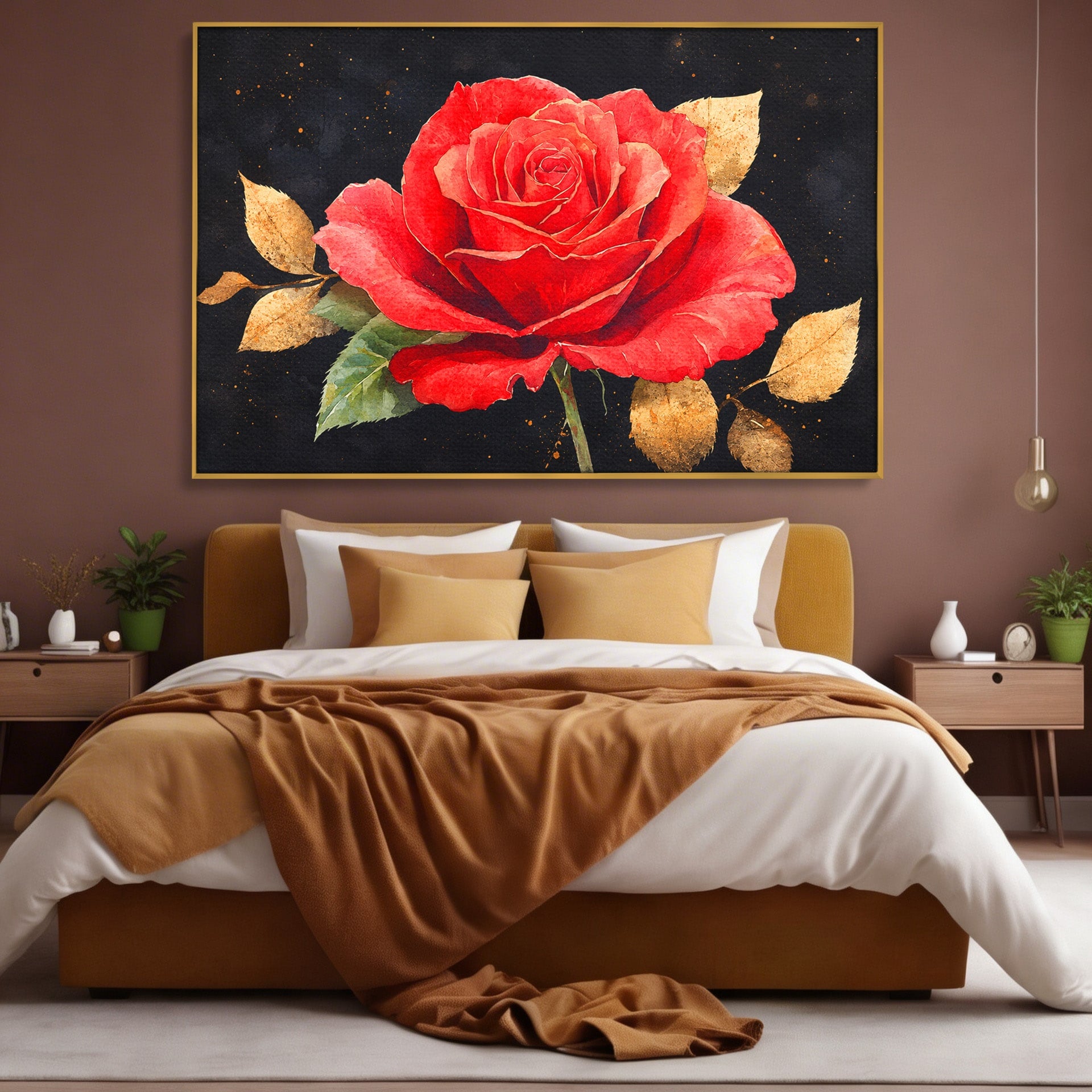 Tablou Canvas Premium LuxCanva® A1837, Trandafir Rosu Regal, Trandafir, Floral, Eleganta, Romantic, Dormitor, Culori Vibrante