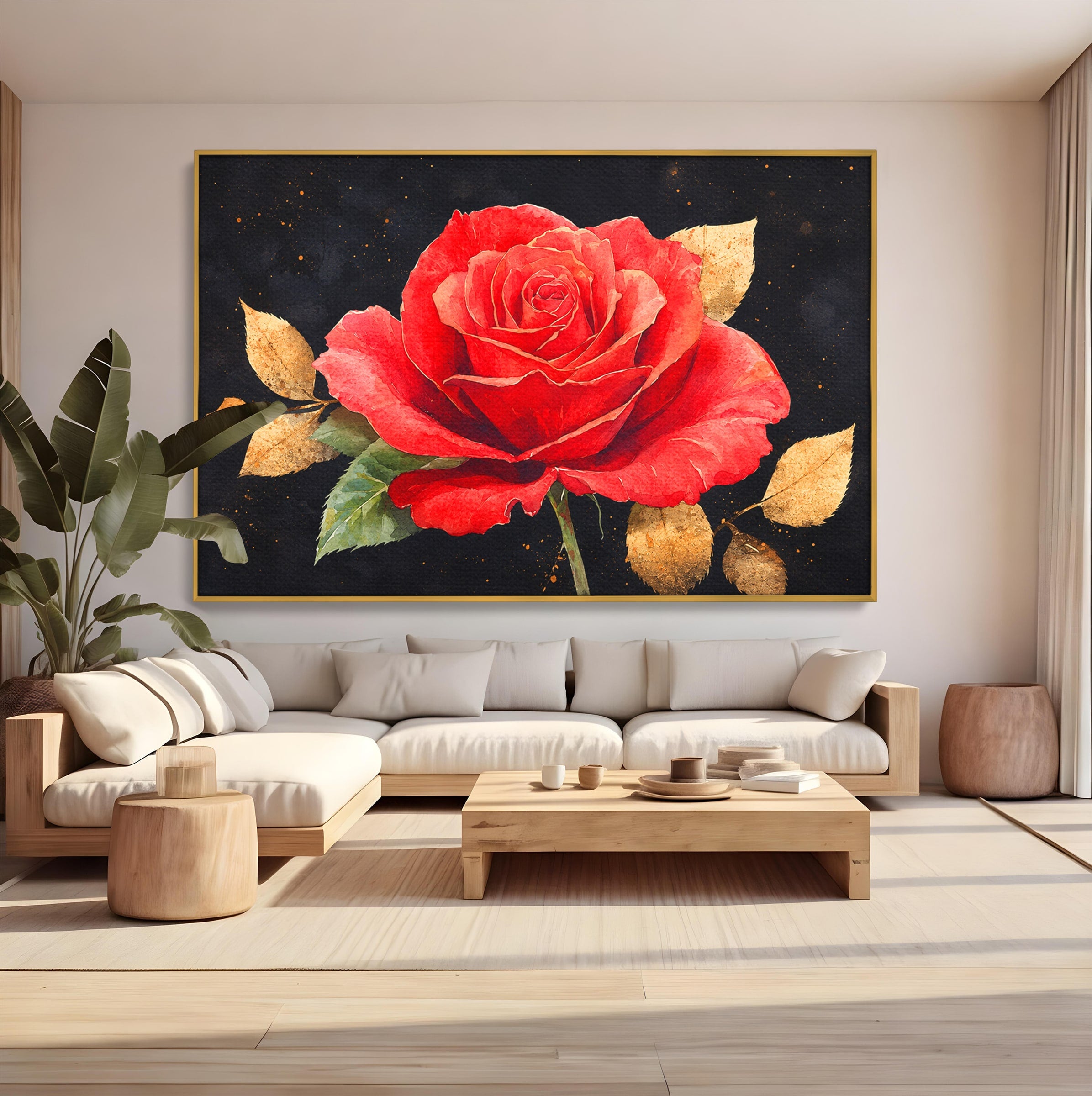 Tablou Canvas Premium LuxCanva® A1837, Trandafir Rosu Regal, Trandafir, Floral, Eleganta, Romantic, Dormitor, Culori Vibrante