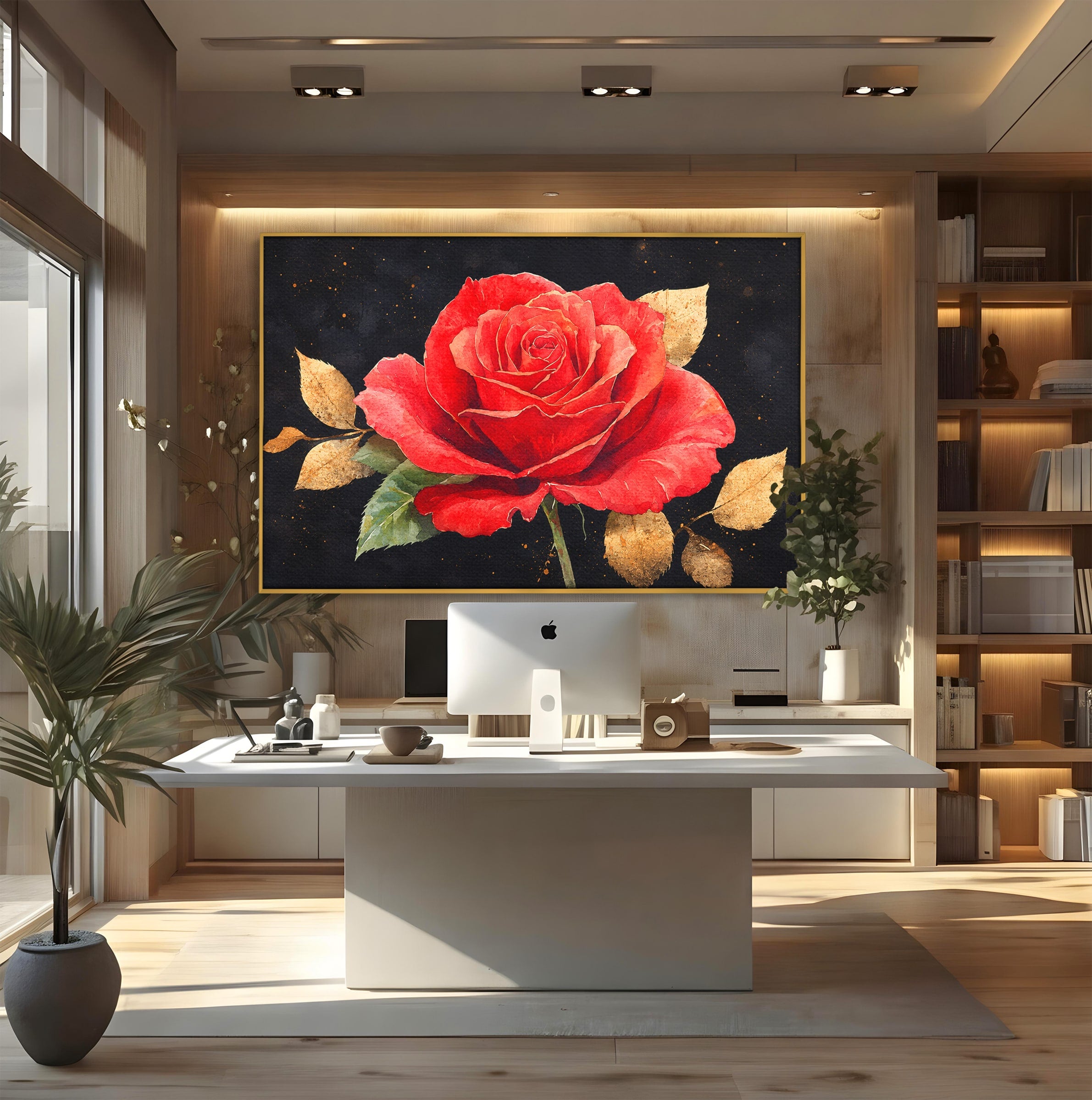 Tablou Canvas Premium LuxCanva® A1837, Trandafir Rosu Regal, Trandafir, Floral, Eleganta, Romantic, Dormitor, Culori Vibrante