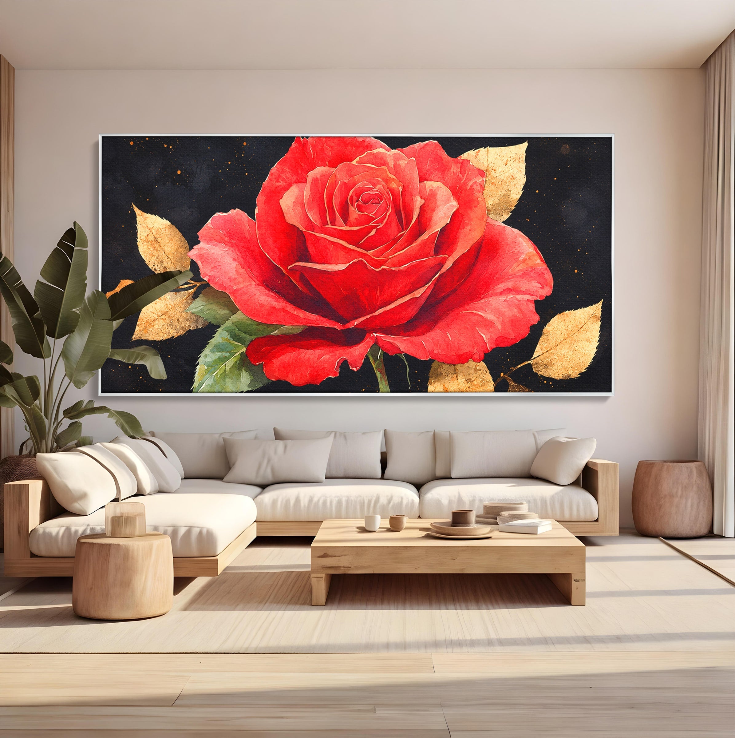 Tablou Canvas Premium LuxCanva® A1837, Trandafir Rosu Regal, Trandafir, Floral, Eleganta, Romantic, Dormitor, Culori Vibrante