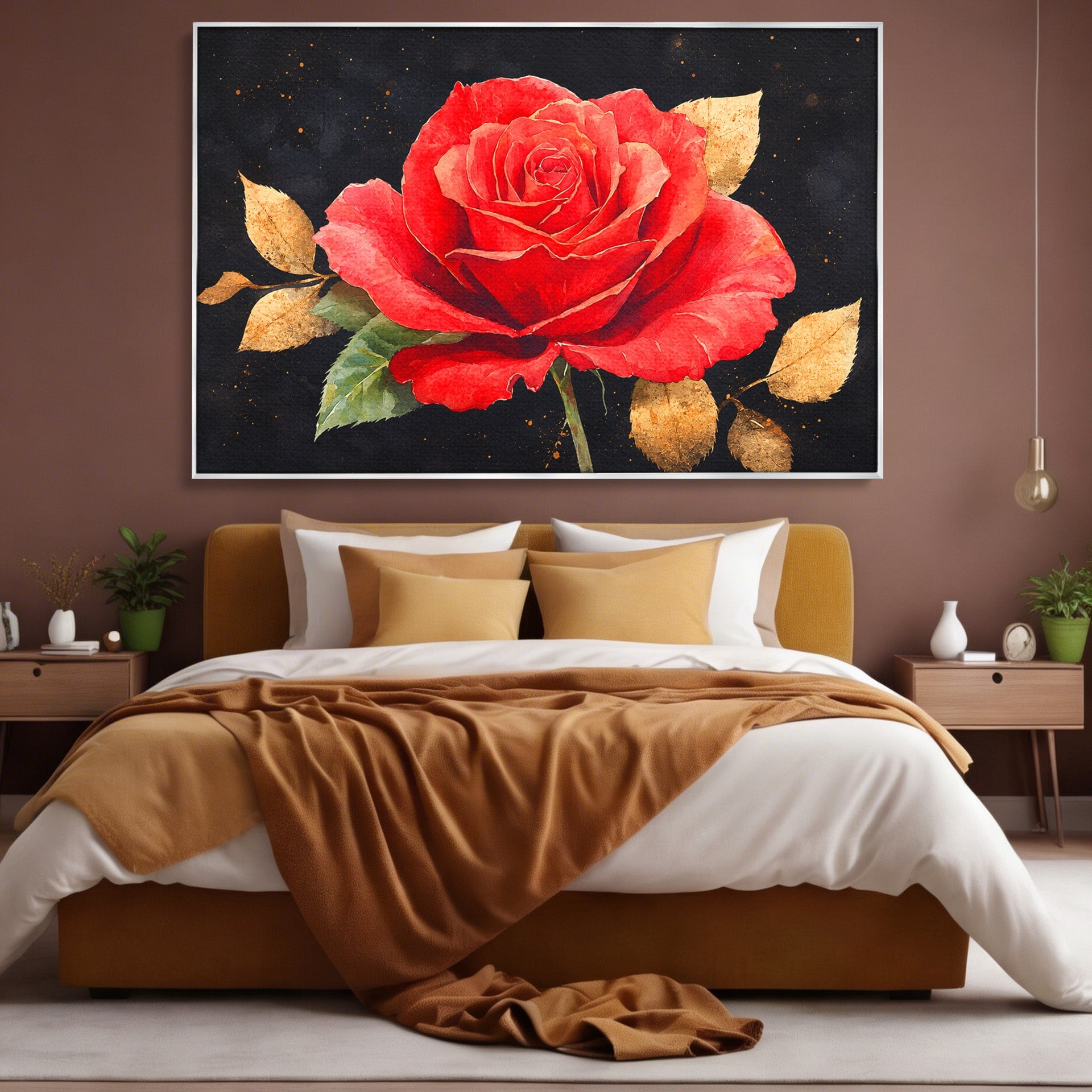 Tablou Canvas Premium LuxCanva® A1837, Trandafir Rosu Regal, Trandafir, Floral, Eleganta, Romantic, Dormitor, Culori Vibrante