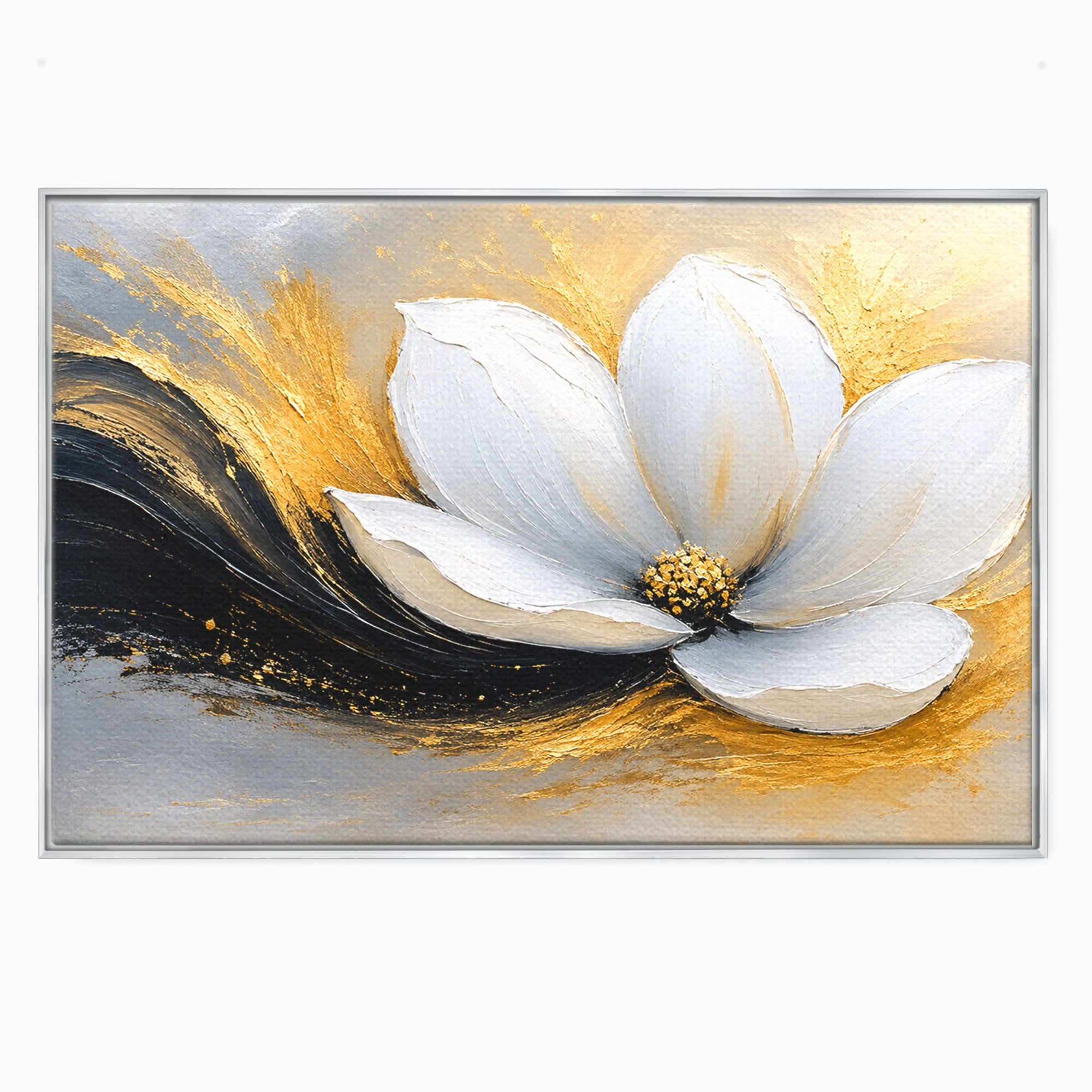 Tablou Canvas Premium LuxCanva® A1838, Adiere Aurie, Floare, Abstract, Lux, Dormitor, Eleganta, Culori Vibrante