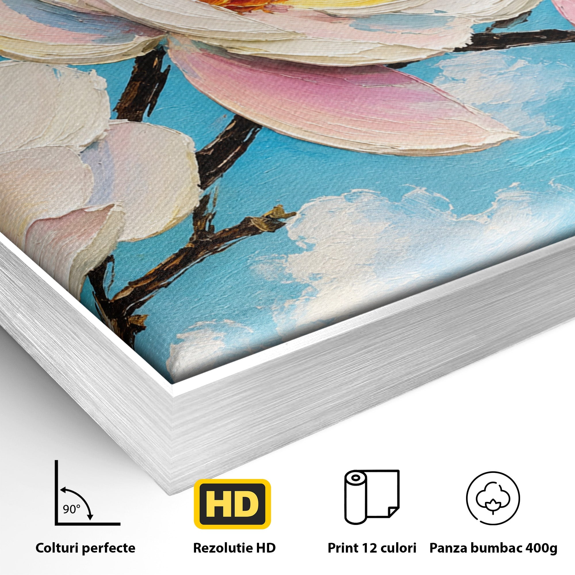 Tablou Canvas Premium LuxCanva® A1839, Magnolii In Floare, Magnolii, Flori, Primavara, Natura, Living, Dormitor, Culori Vibrante