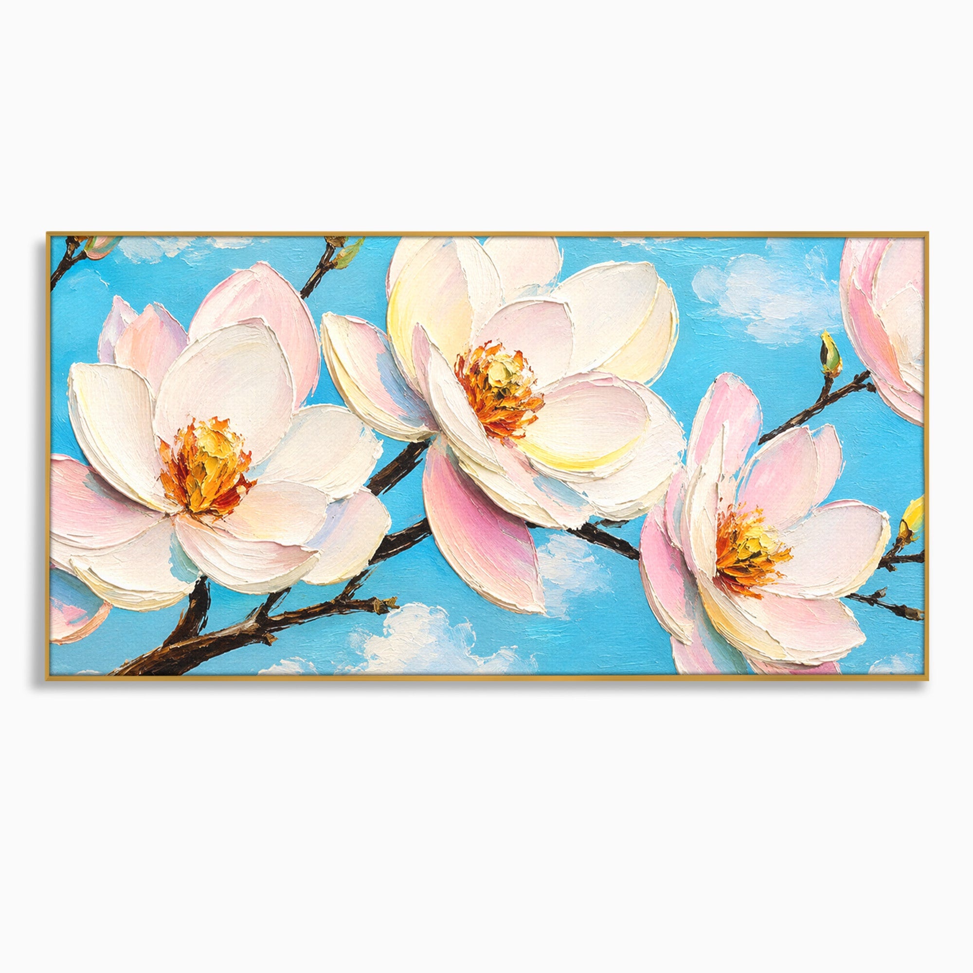 Tablou Canvas Premium LuxCanva® A1839, Magnolii In Floare, Magnolii, Flori, Primavara, Natura, Living, Dormitor, Culori Vibrante