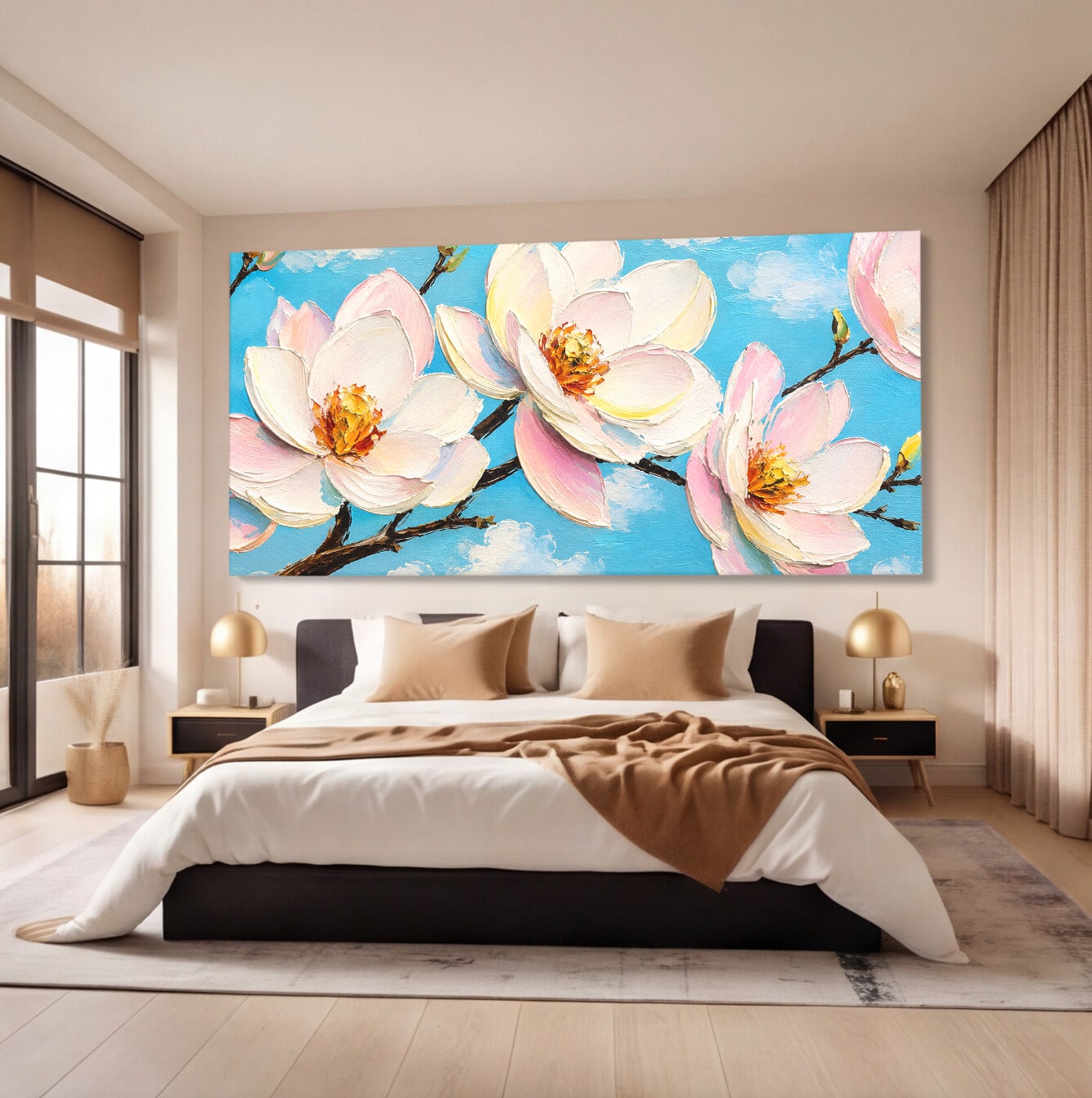 Tablou Canvas Premium LuxCanva® A1839, Magnolii In Floare, Magnolii, Flori, Primavara, Natura, Living, Dormitor, Culori Vibrante