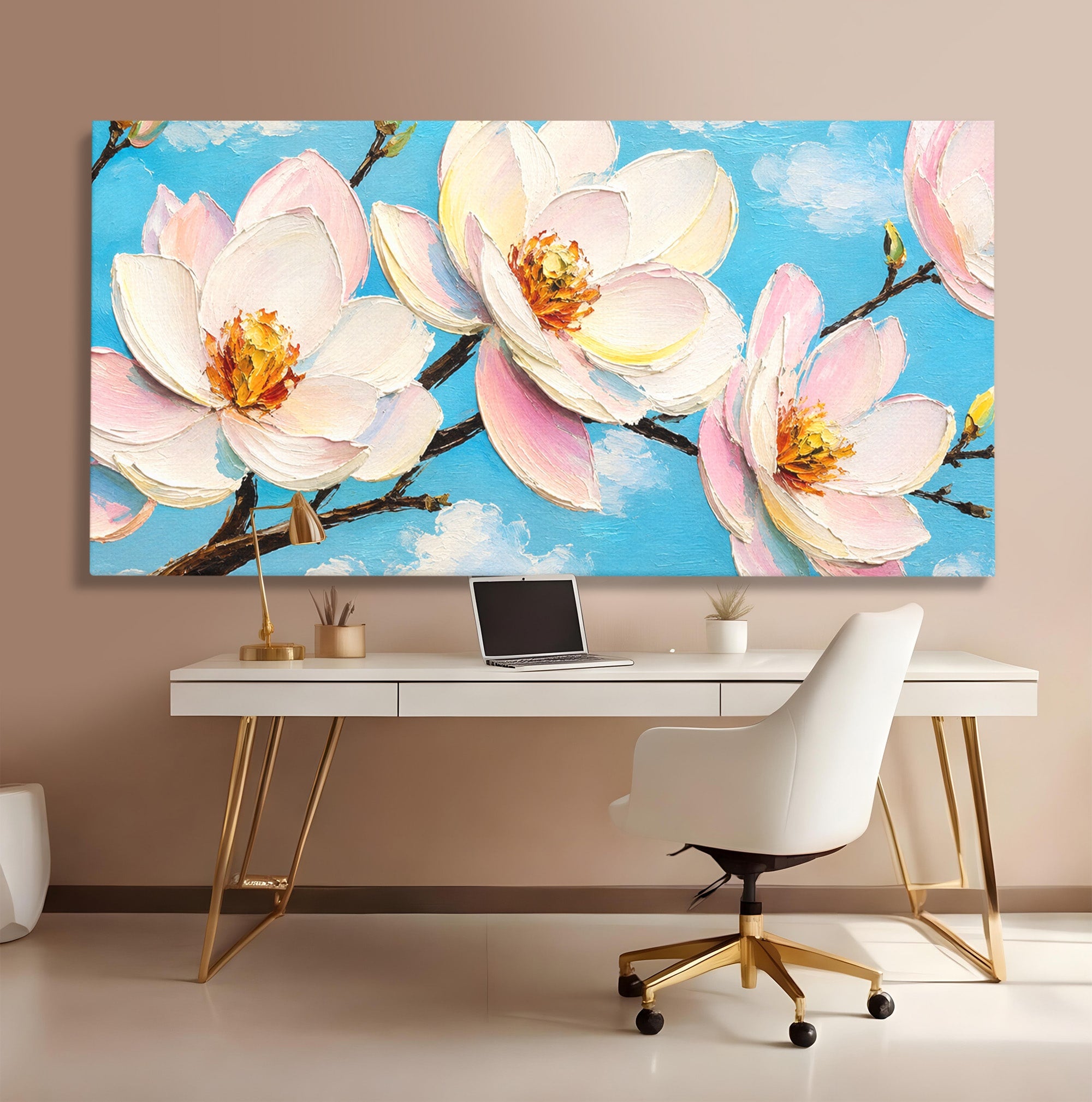 Tablou Canvas Premium LuxCanva® A1839, Magnolii In Floare, Magnolii, Flori, Primavara, Natura, Living, Dormitor, Culori Vibrante