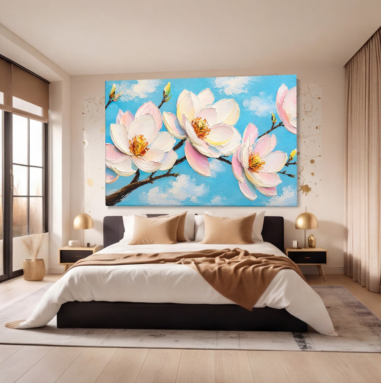 Tablou Canvas Premium LuxCanva® A1839, Magnolii In Floare, Magnolii, Flori, Primavara, Natura, Living, Dormitor, Culori Vibrante