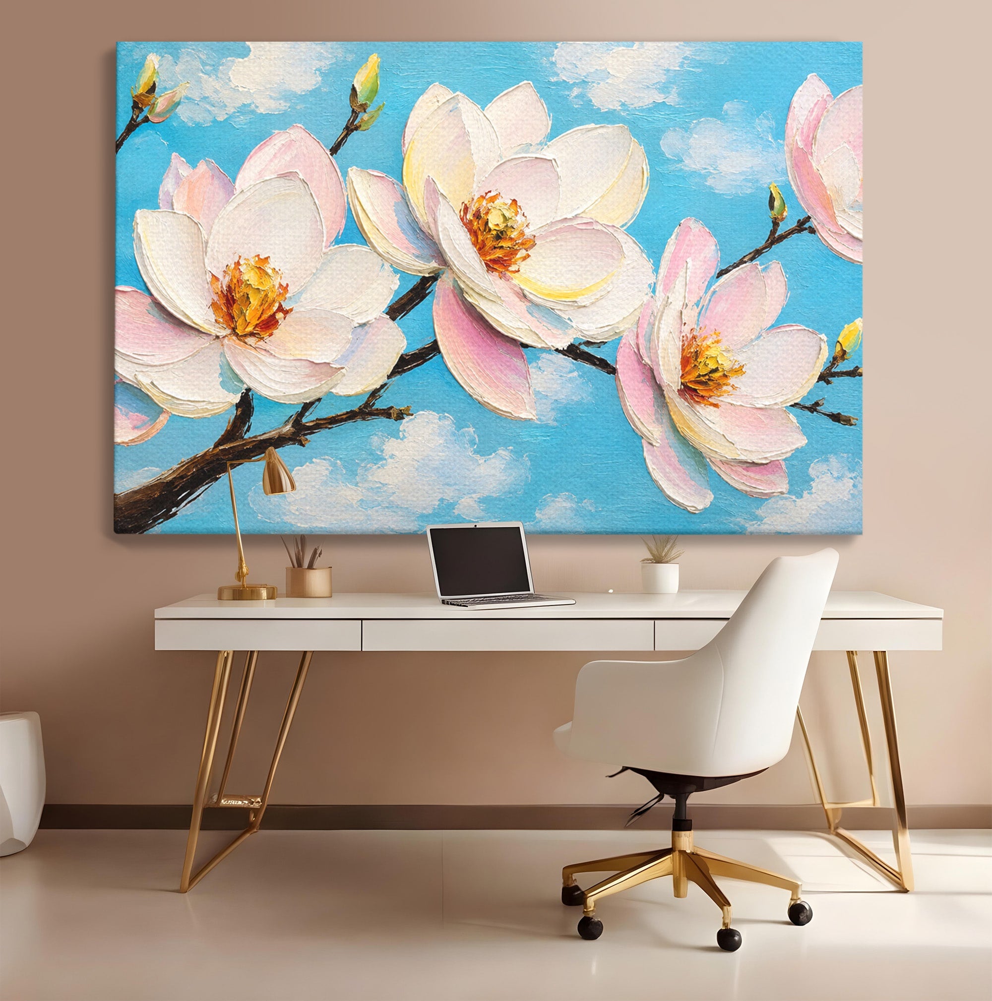 Tablou Canvas Premium LuxCanva® A1839, Magnolii In Floare, Magnolii, Flori, Primavara, Natura, Living, Dormitor, Culori Vibrante