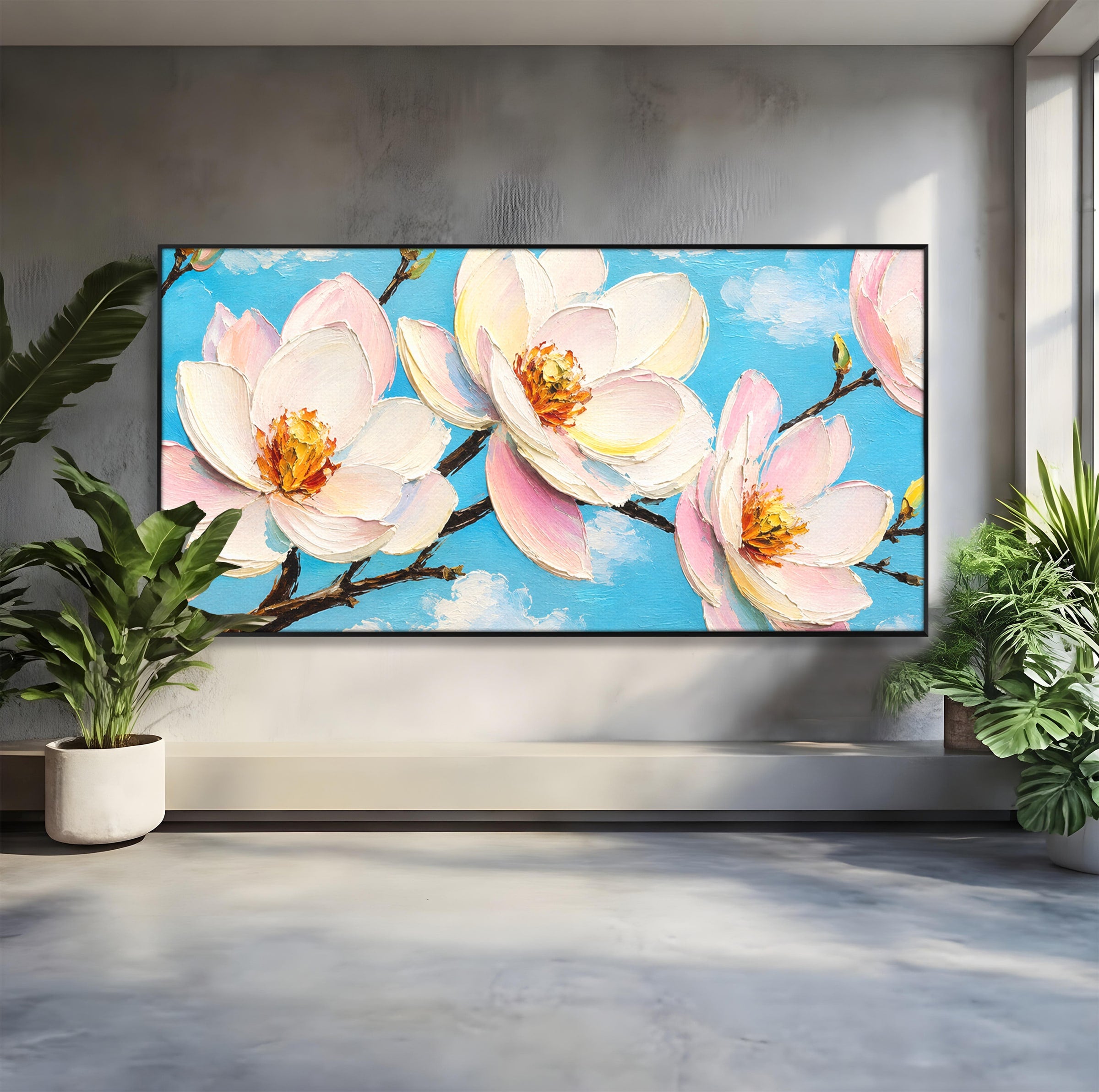 Tablou Canvas Premium LuxCanva® A1839, Magnolii In Floare, Magnolii, Flori, Primavara, Natura, Living, Dormitor, Culori Vibrante