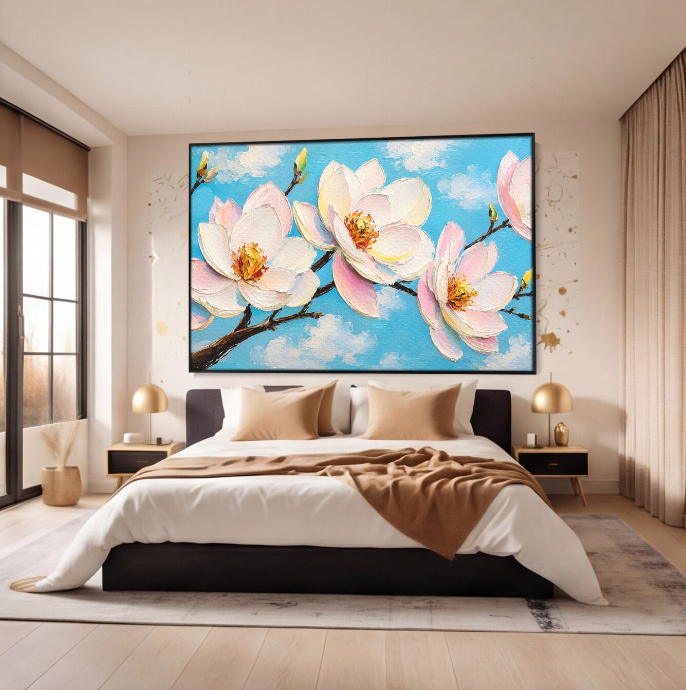 Tablou Canvas Premium LuxCanva® A1839, Magnolii In Floare, Magnolii, Flori, Primavara, Natura, Living, Dormitor, Culori Vibrante