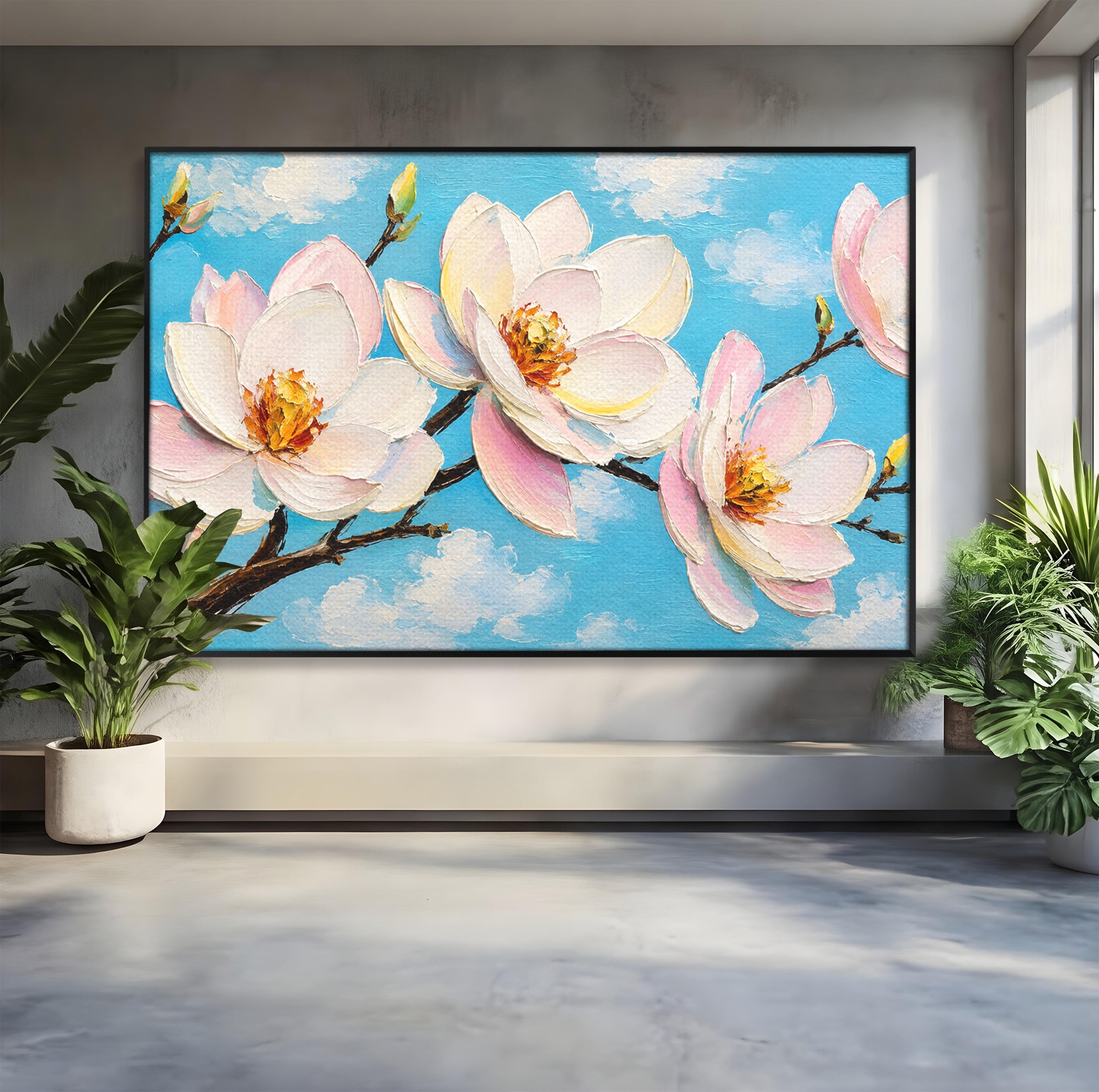 Tablou Canvas Premium LuxCanva® A1839, Magnolii In Floare, Magnolii, Flori, Primavara, Natura, Living, Dormitor, Culori Vibrante