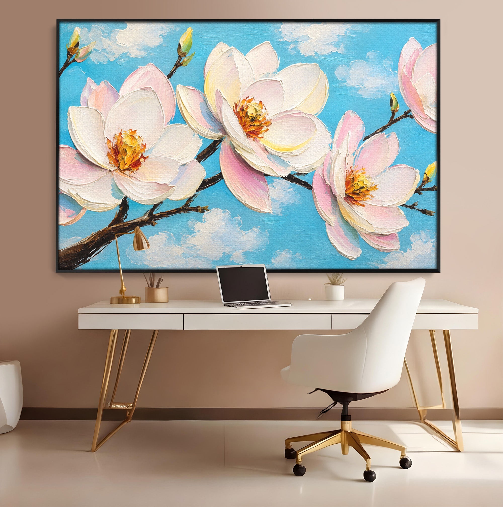 Tablou Canvas Premium LuxCanva® A1839, Magnolii In Floare, Magnolii, Flori, Primavara, Natura, Living, Dormitor, Culori Vibrante