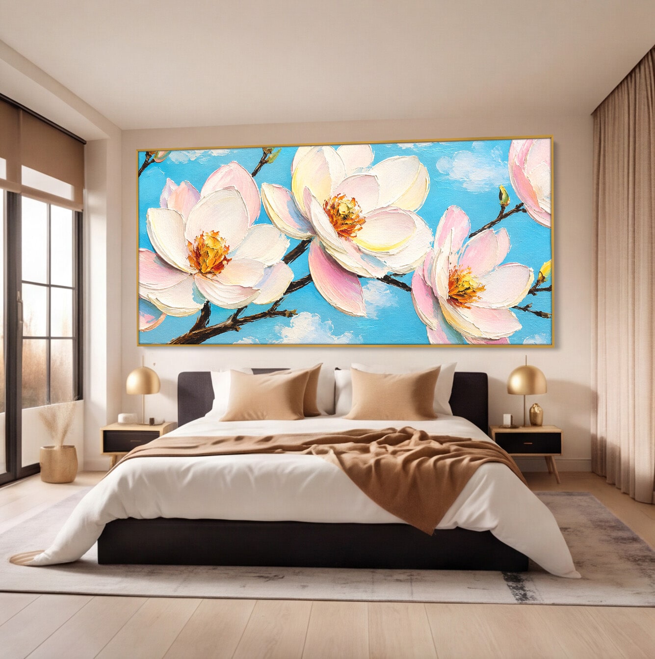 Tablou Canvas Premium LuxCanva® A1839, Magnolii In Floare, Magnolii, Flori, Primavara, Natura, Living, Dormitor, Culori Vibrante