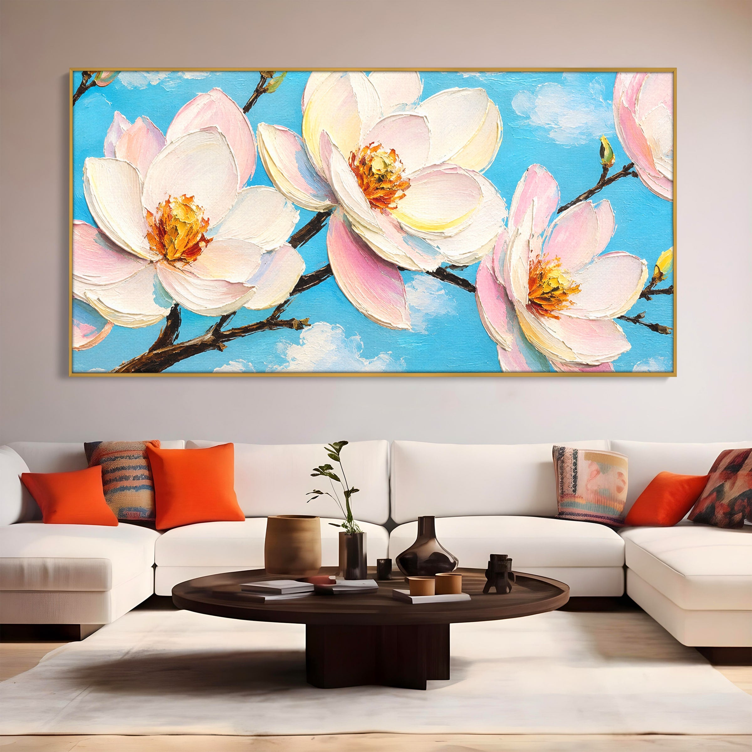 Tablou Canvas Premium LuxCanva® A1839, Magnolii In Floare, Magnolii, Flori, Primavara, Natura, Living, Dormitor, Culori Vibrante