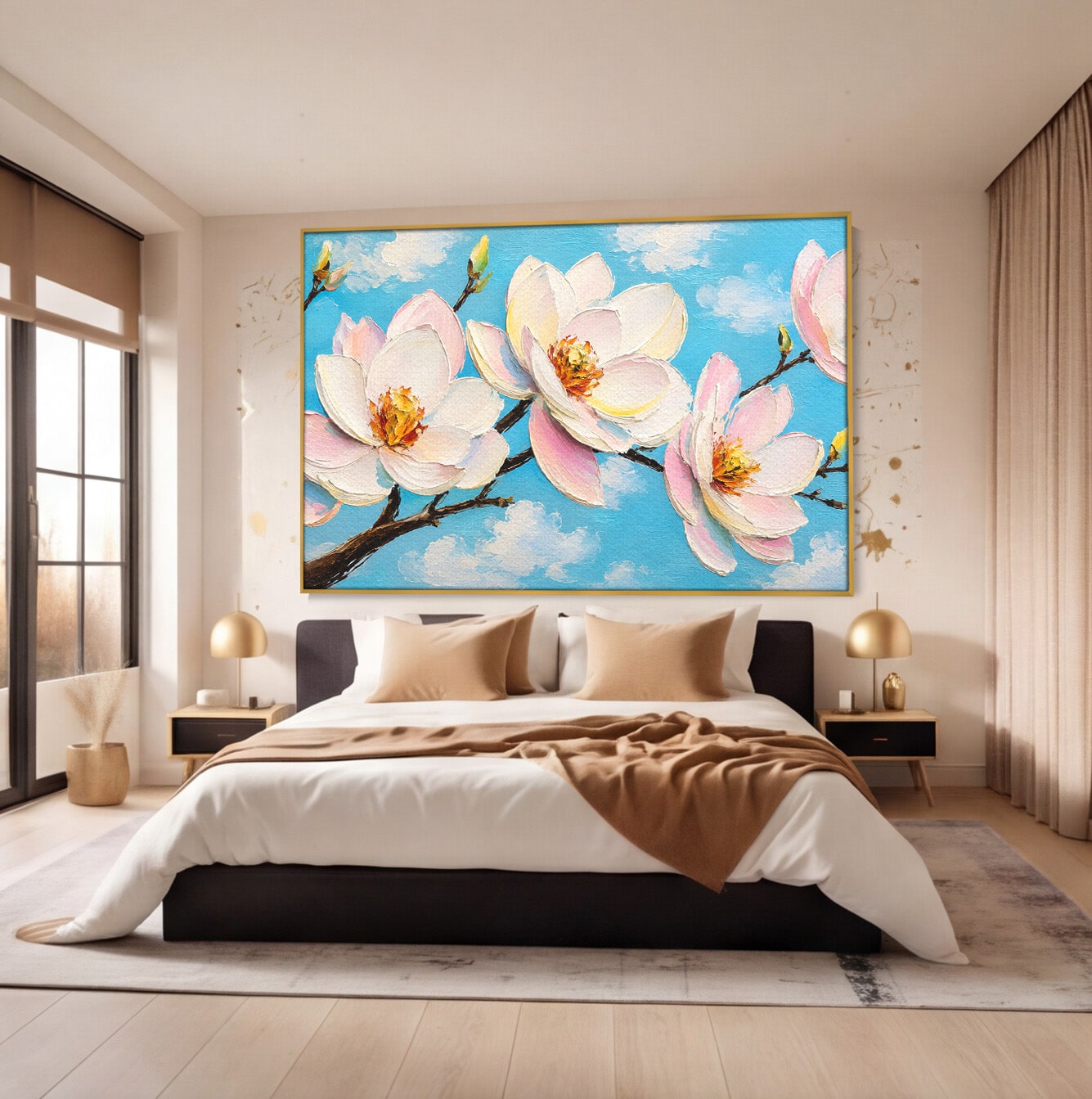 Tablou Canvas Premium LuxCanva® A1839, Magnolii In Floare, Magnolii, Flori, Primavara, Natura, Living, Dormitor, Culori Vibrante