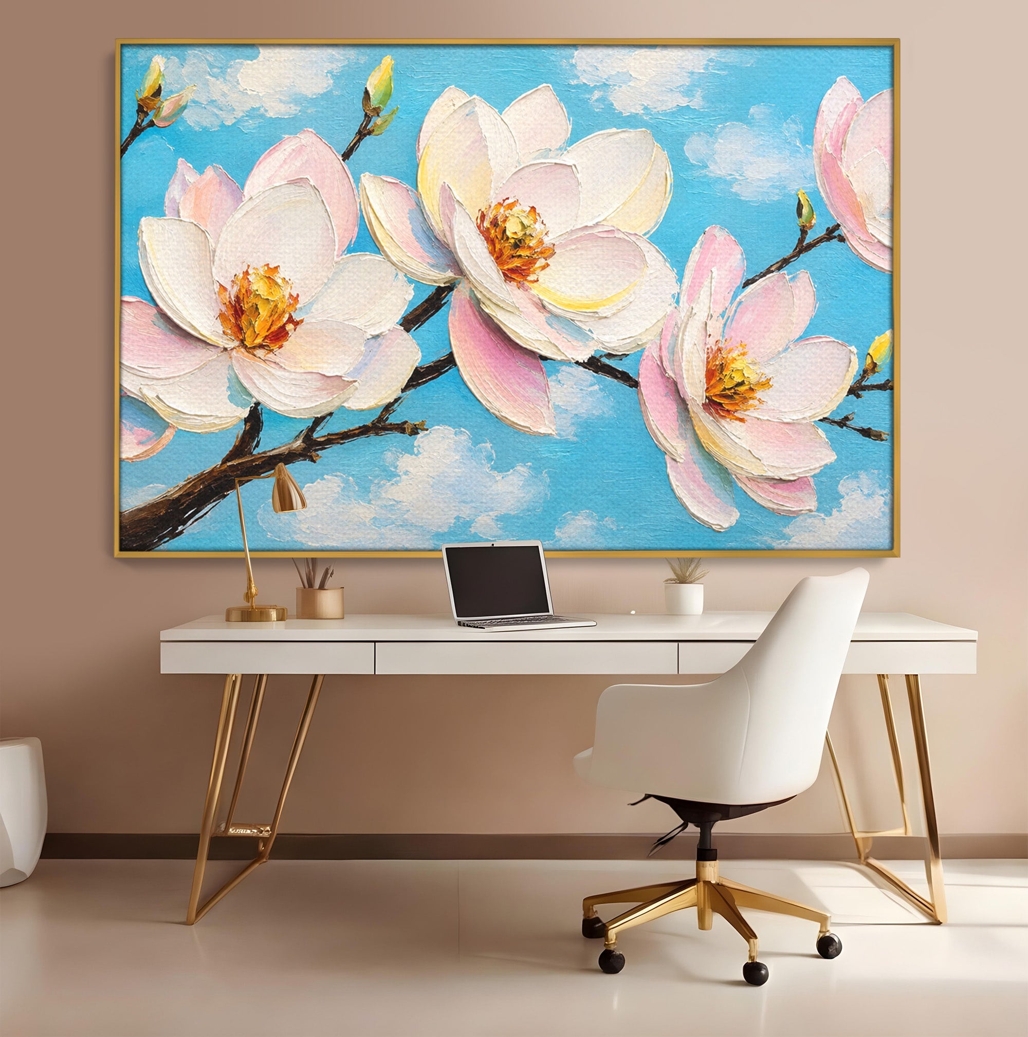Tablou Canvas Premium LuxCanva® A1839, Magnolii In Floare, Magnolii, Flori, Primavara, Natura, Living, Dormitor, Culori Vibrante