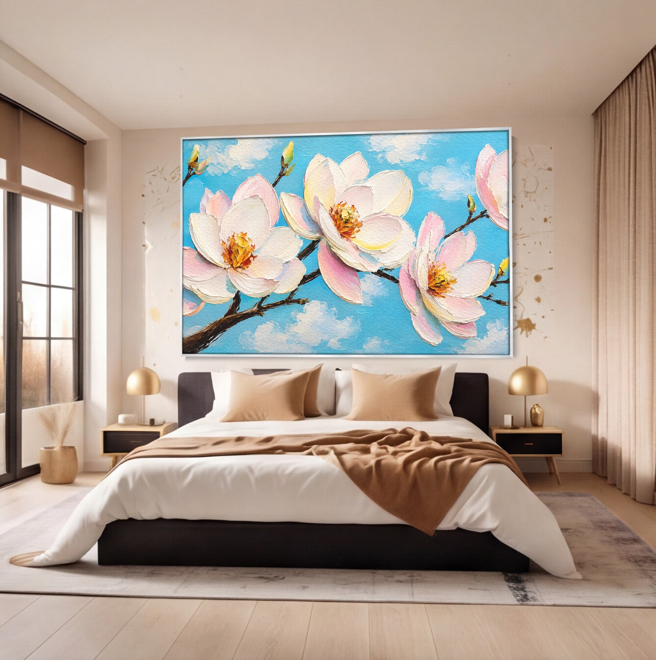 Tablou Canvas Premium LuxCanva® A1839, Magnolii In Floare, Magnolii, Flori, Primavara, Natura, Living, Dormitor, Culori Vibrante