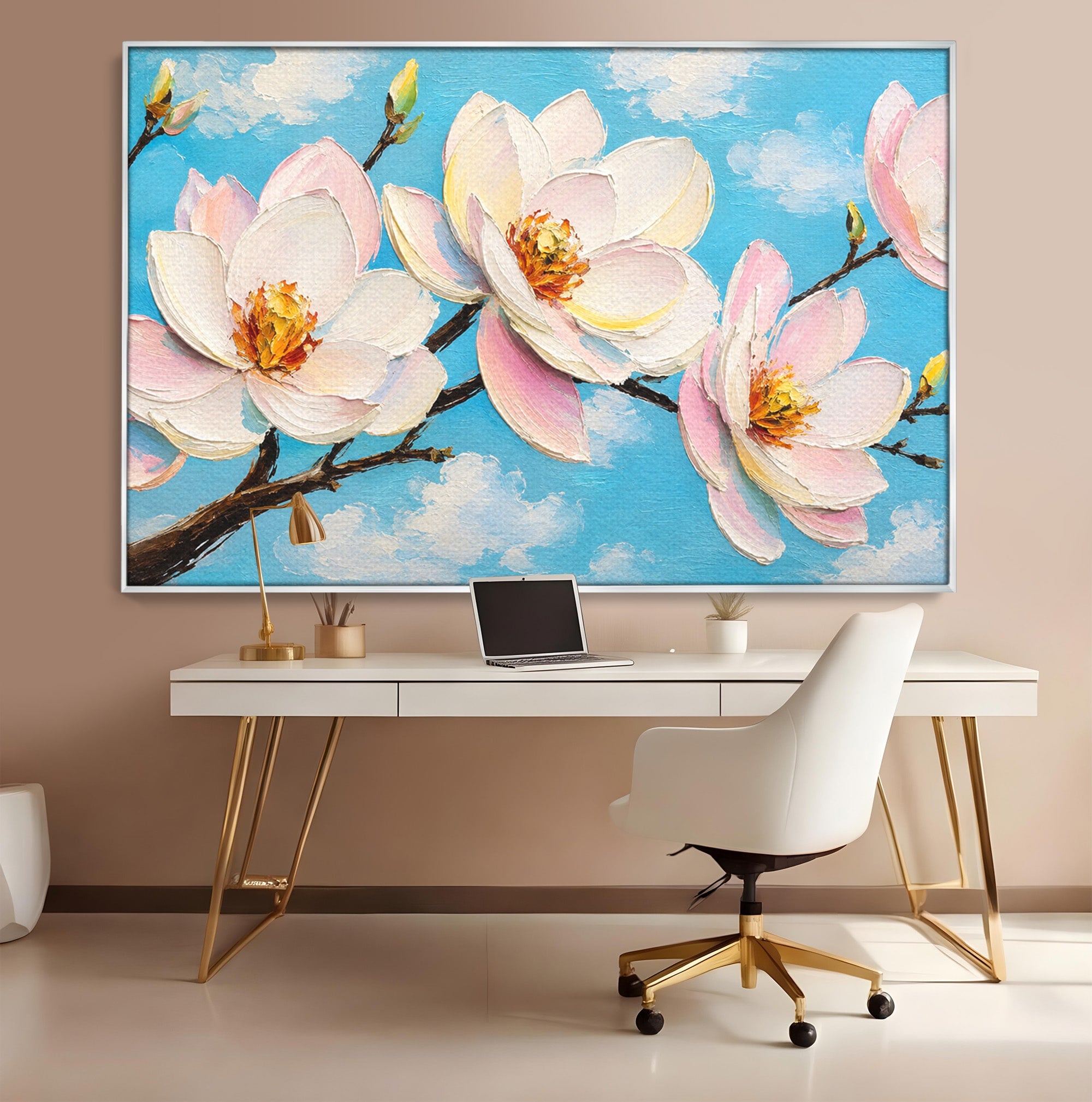 Tablou Canvas Premium LuxCanva® A1839, Magnolii In Floare, Magnolii, Flori, Primavara, Natura, Living, Dormitor, Culori Vibrante