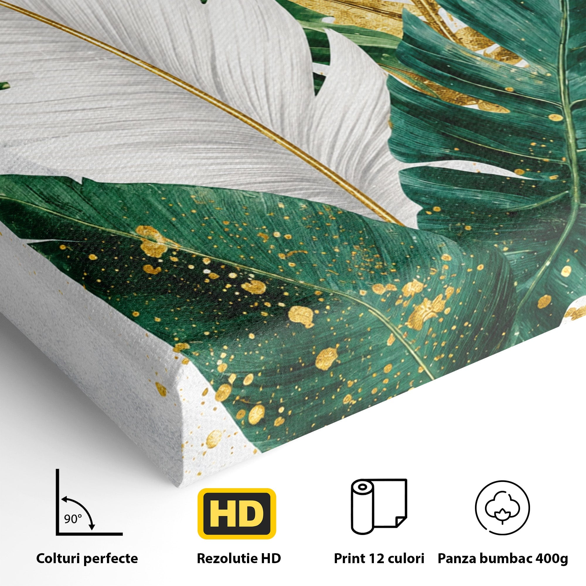 Tablou Canvas Premium LuxCanva® A1841, Frunze Tropicale, Frunze, Tropical, Natura, Living, Exotic, Culori Vibrante
