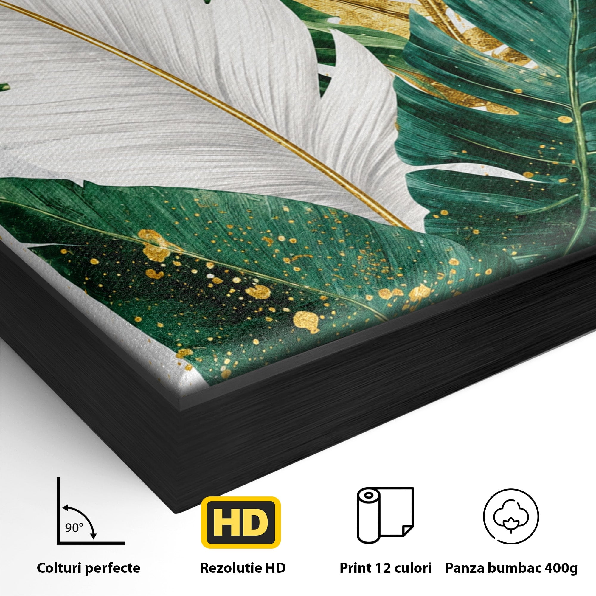 Tablou Canvas Premium LuxCanva® A1841, Frunze Tropicale, Frunze, Tropical, Natura, Living, Exotic, Culori Vibrante