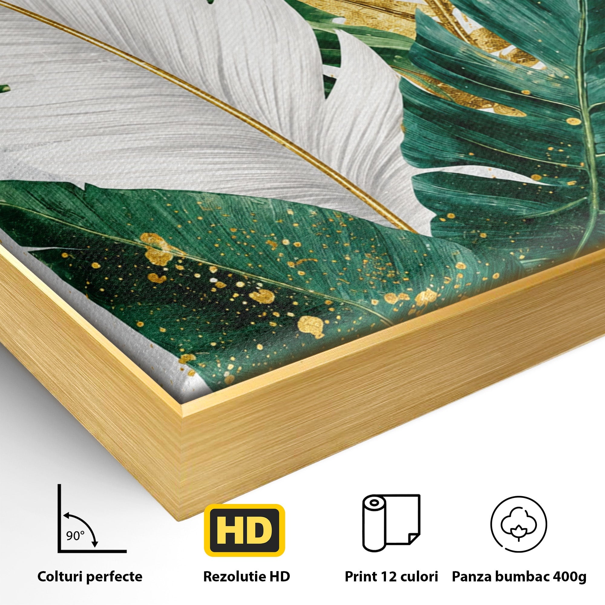 Tablou Canvas Premium LuxCanva® A1841, Frunze Tropicale, Frunze, Tropical, Natura, Living, Exotic, Culori Vibrante