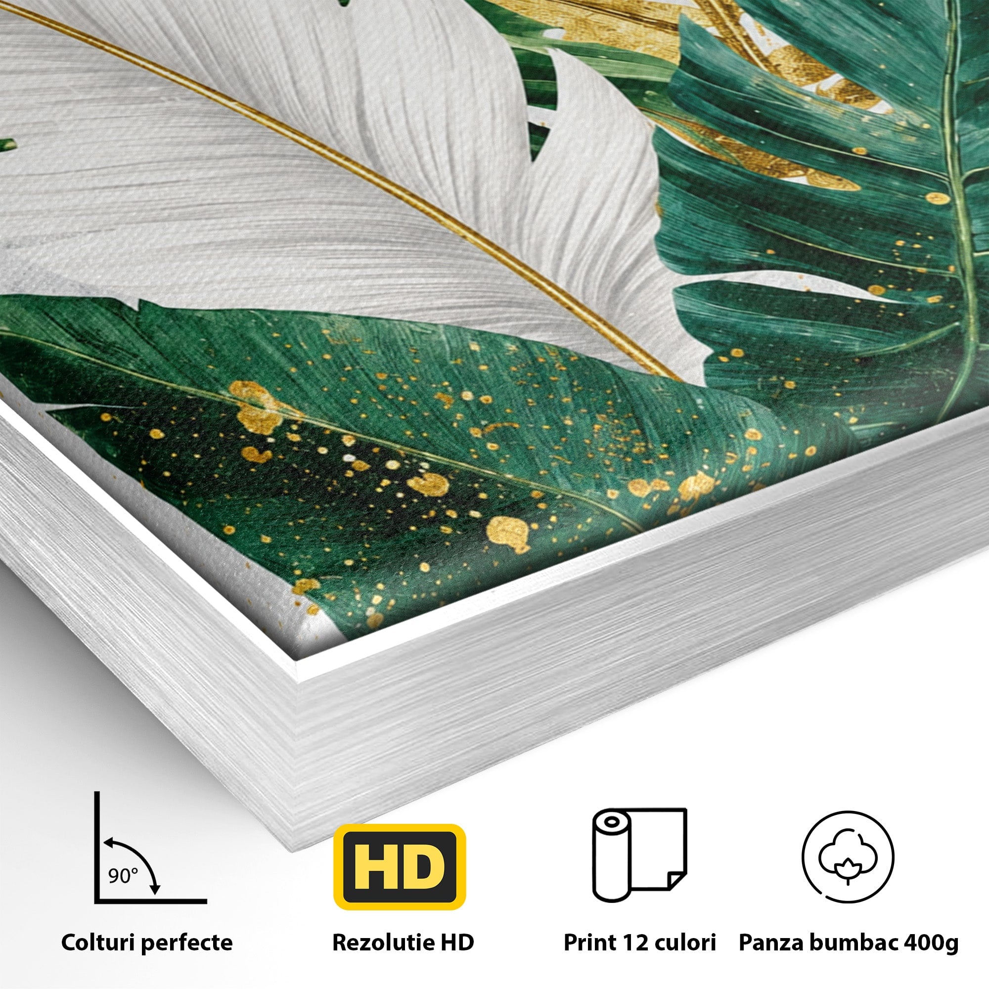 Tablou Canvas Premium LuxCanva® A1841, Frunze Tropicale, Frunze, Tropical, Natura, Living, Exotic, Culori Vibrante