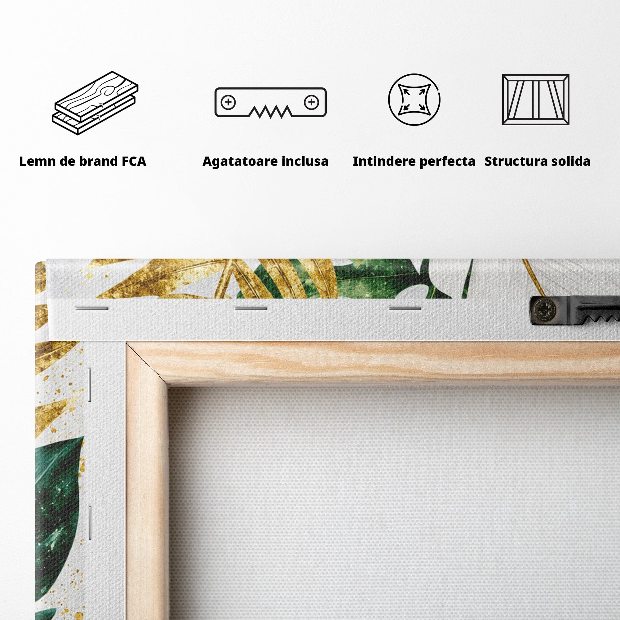 Tablou Canvas Premium LuxCanva® A1841, Frunze Tropicale, Frunze, Tropical, Natura, Living, Exotic, Culori Vibrante