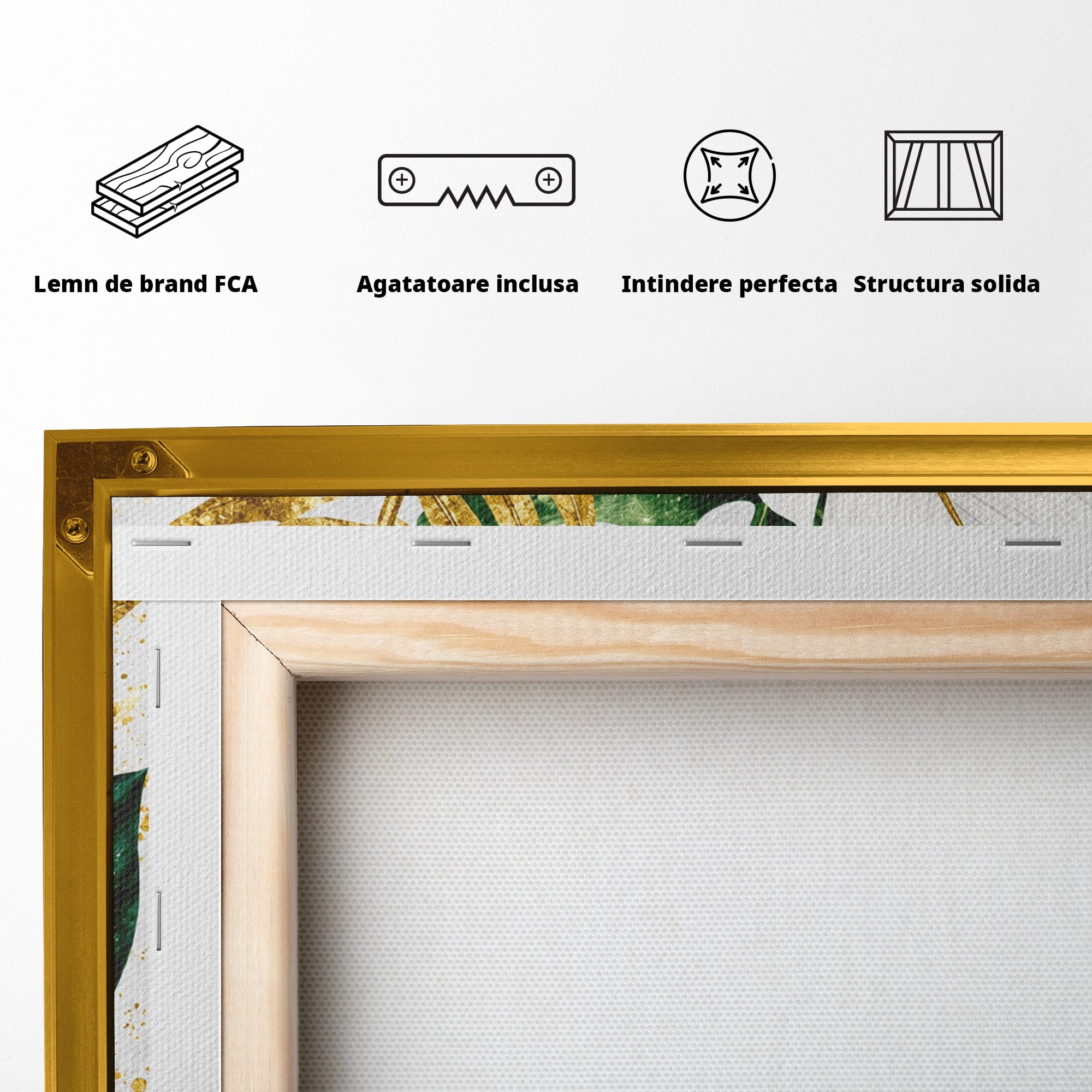 Tablou Canvas Premium LuxCanva® A1841, Frunze Tropicale, Frunze, Tropical, Natura, Living, Exotic, Culori Vibrante