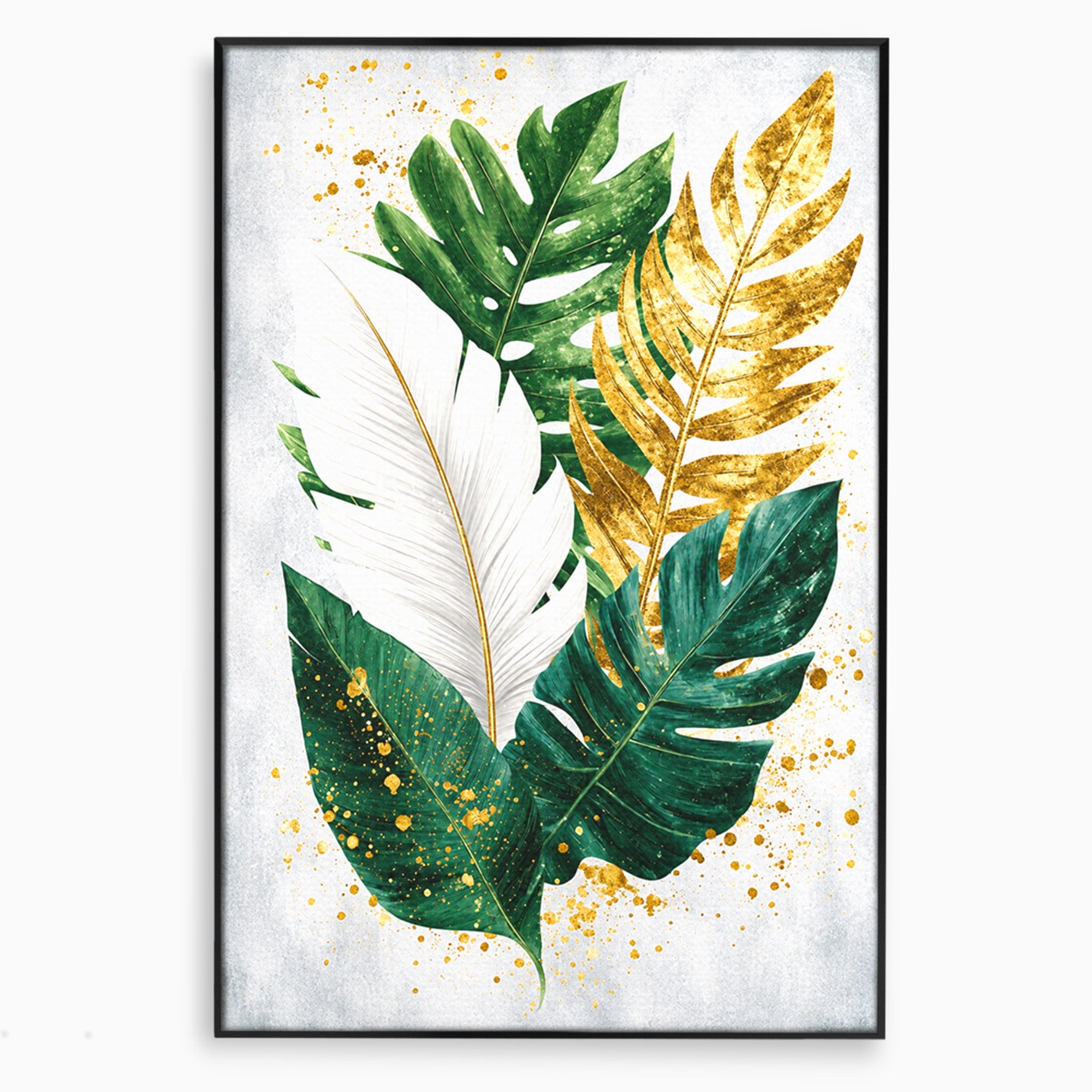 Tablou Canvas Premium LuxCanva® A1841, Frunze Tropicale, Frunze, Tropical, Natura, Living, Exotic, Culori Vibrante