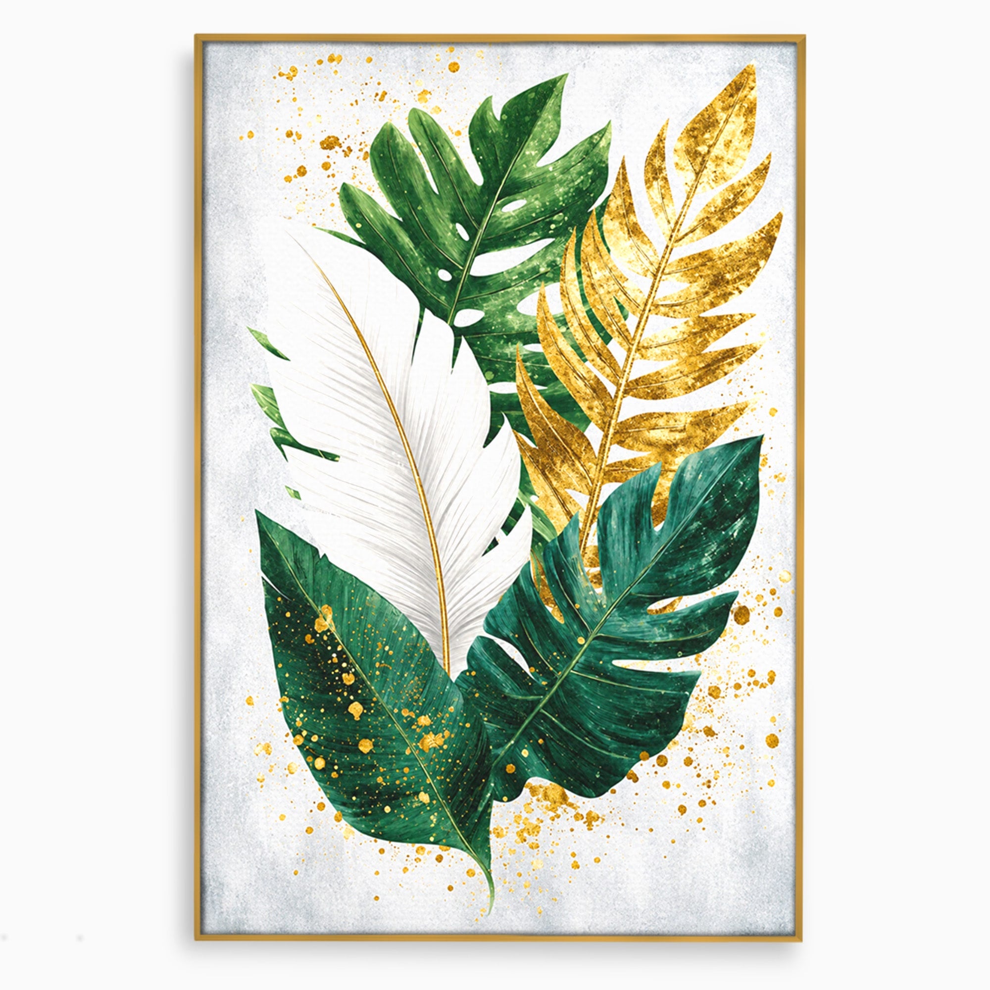 Tablou Canvas Premium LuxCanva® A1841, Frunze Tropicale, Frunze, Tropical, Natura, Living, Exotic, Culori Vibrante