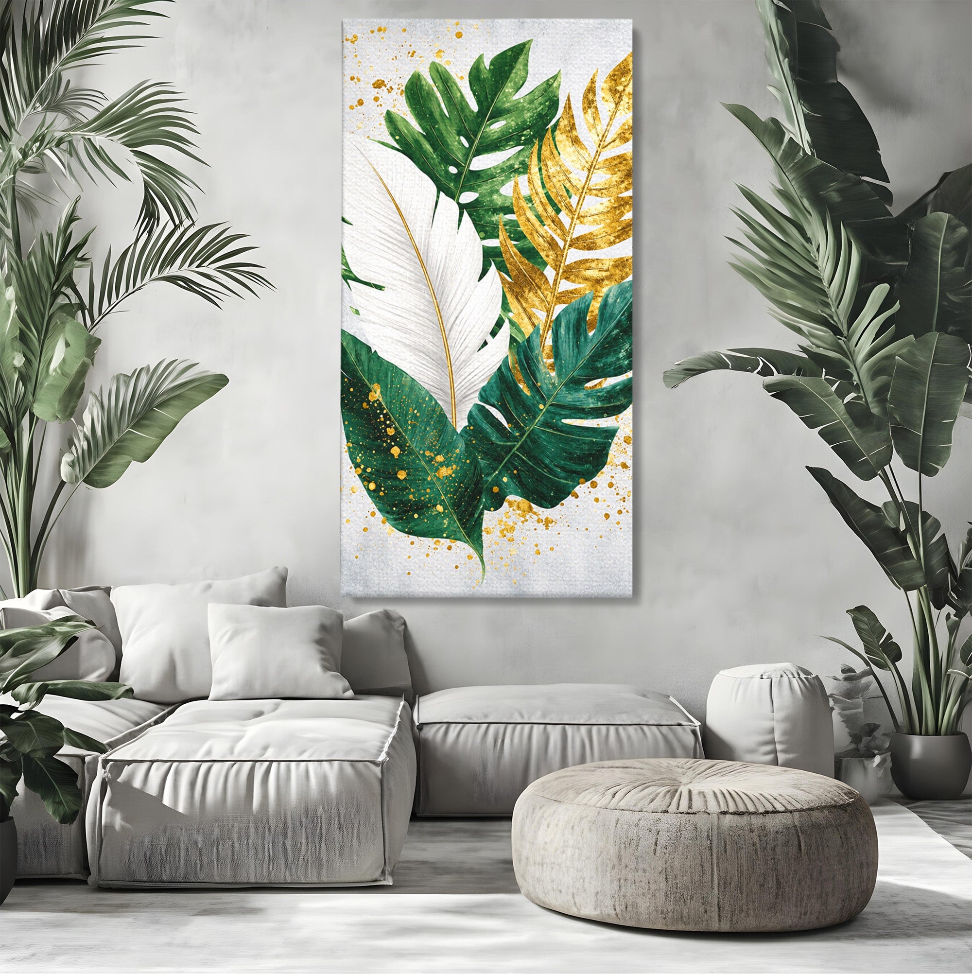 Tablou Canvas Premium LuxCanva® A1841, Frunze Tropicale, Frunze, Tropical, Natura, Living, Exotic, Culori Vibrante