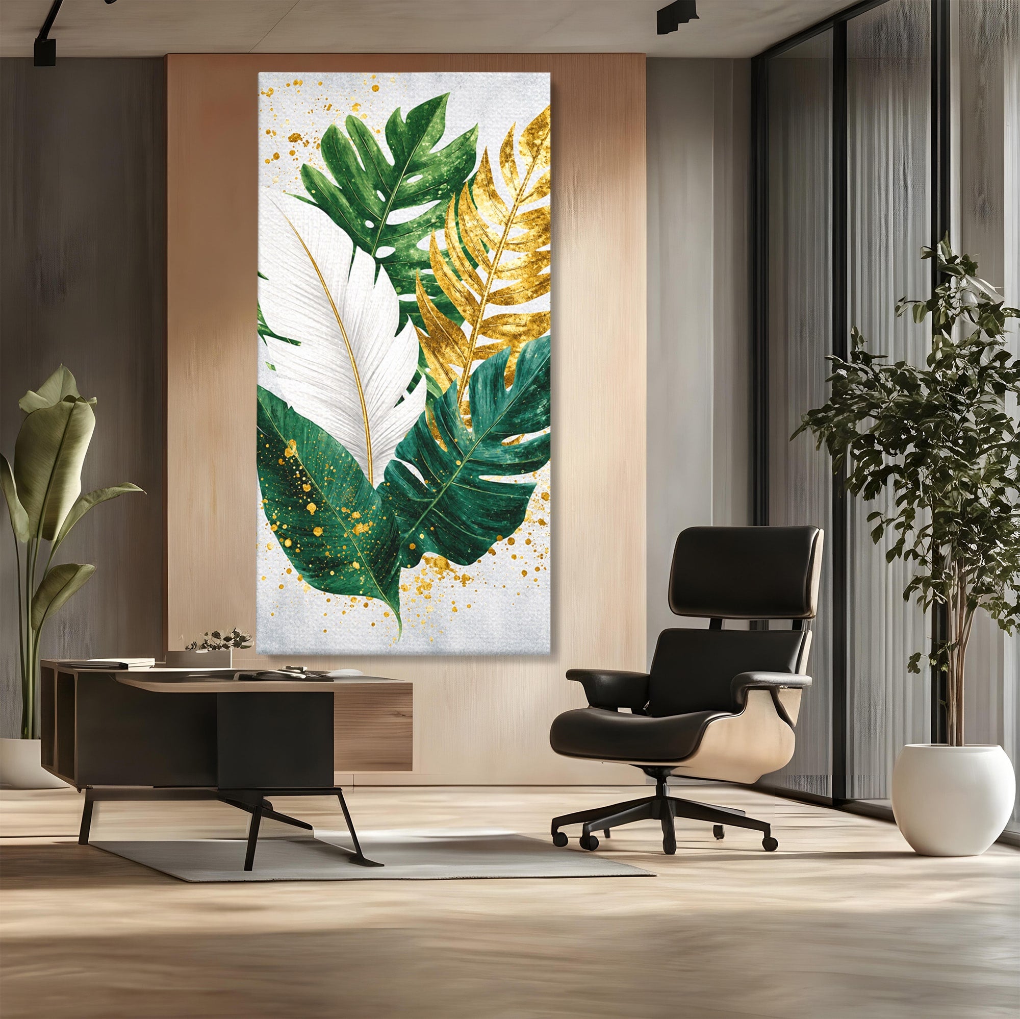 Tablou Canvas Premium LuxCanva® A1841, Frunze Tropicale, Frunze, Tropical, Natura, Living, Exotic, Culori Vibrante