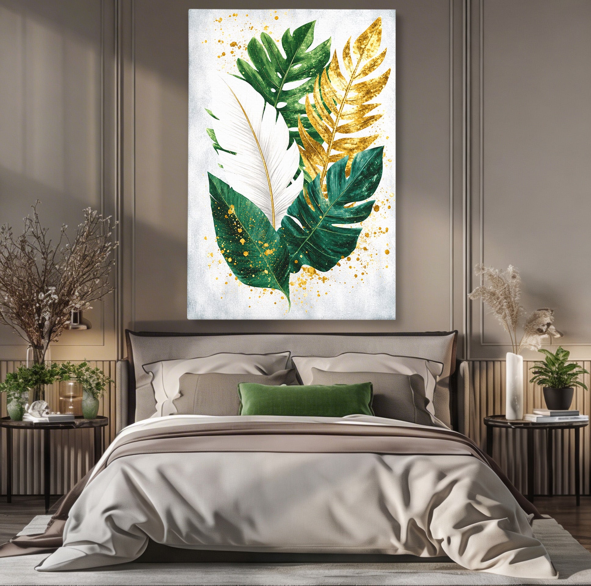 Tablou Canvas Premium LuxCanva® A1841, Frunze Tropicale, Frunze, Tropical, Natura, Living, Exotic, Culori Vibrante