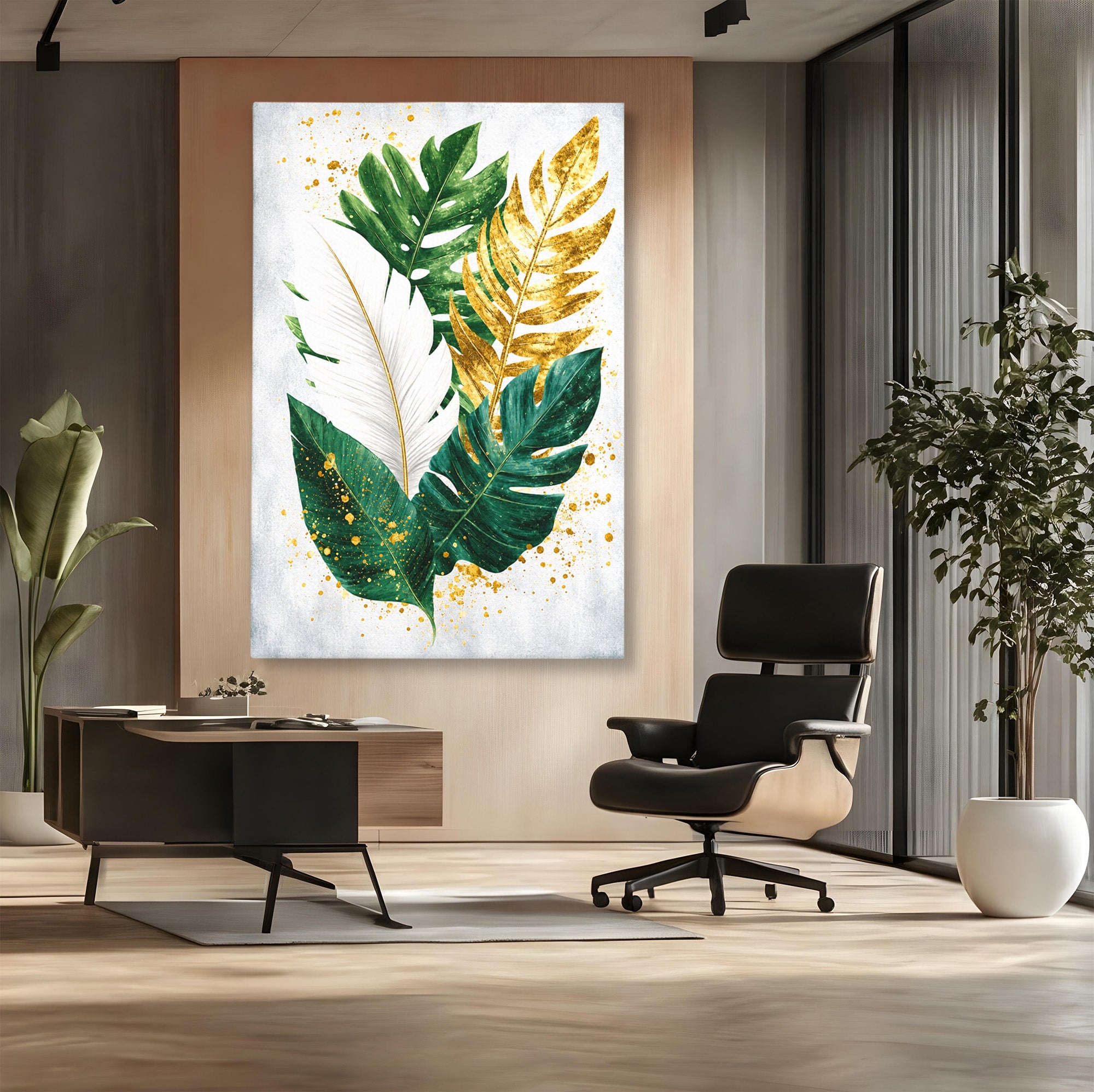Tablou Canvas Premium LuxCanva® A1841, Frunze Tropicale, Frunze, Tropical, Natura, Living, Exotic, Culori Vibrante