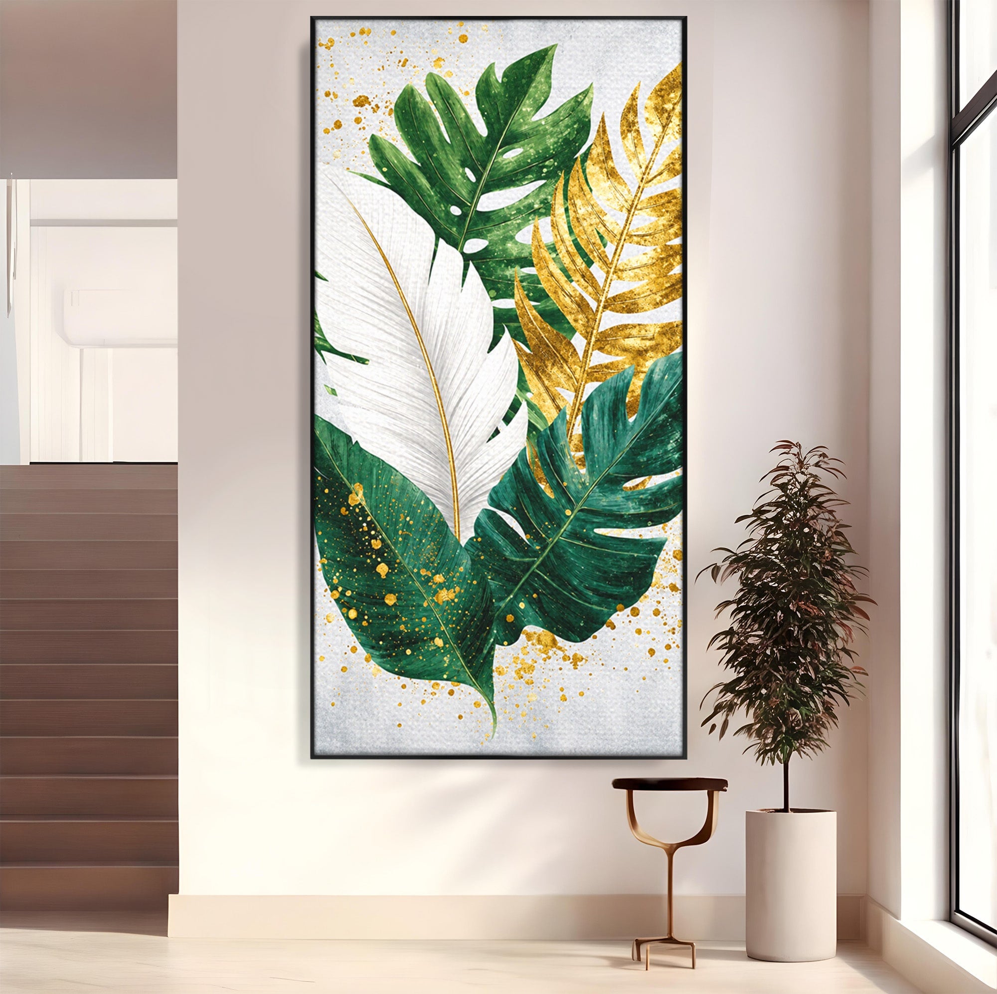 Tablou Canvas Premium LuxCanva® A1841, Frunze Tropicale, Frunze, Tropical, Natura, Living, Exotic, Culori Vibrante