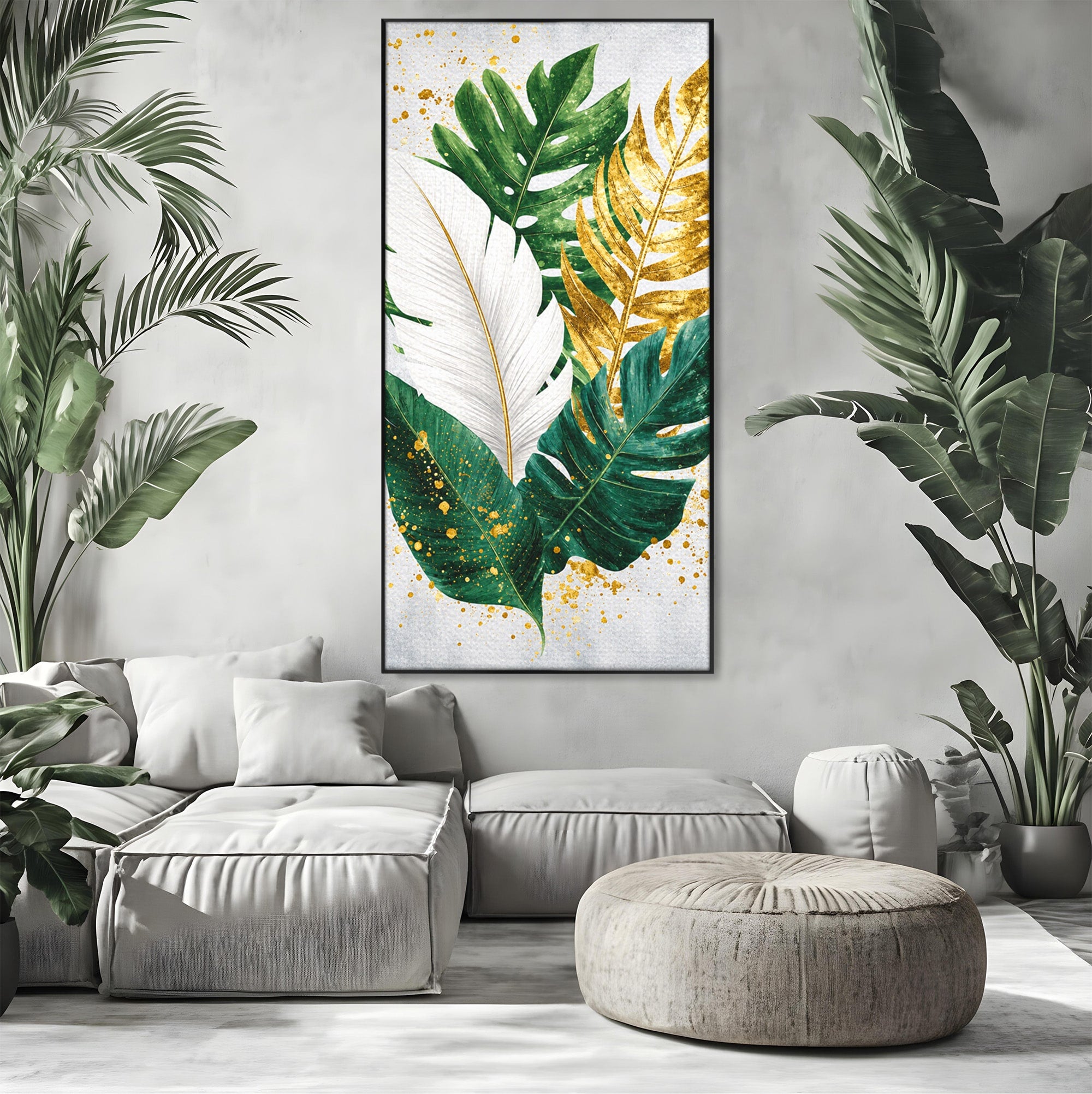 Tablou Canvas Premium LuxCanva® A1841, Frunze Tropicale, Frunze, Tropical, Natura, Living, Exotic, Culori Vibrante