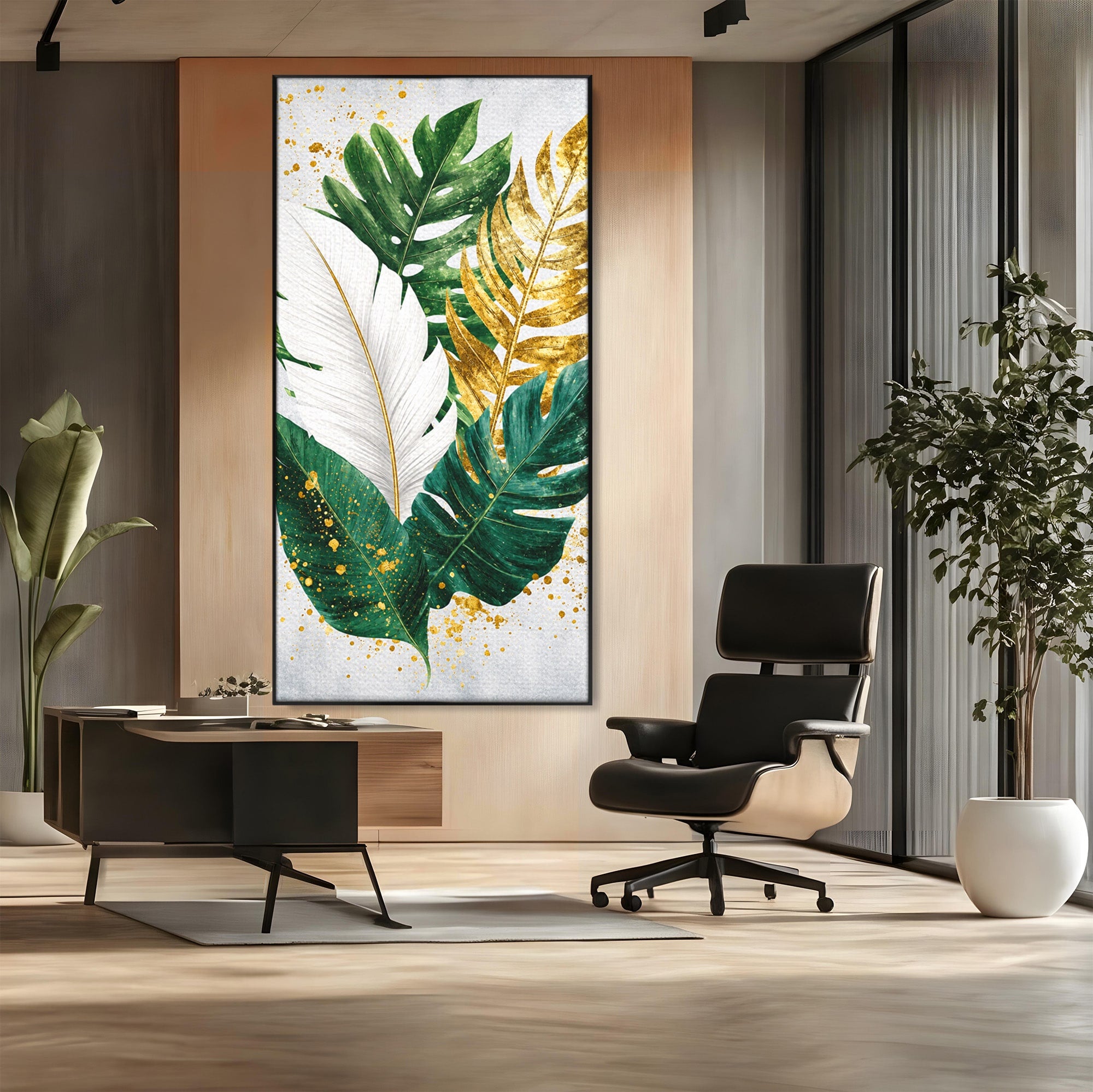 Tablou Canvas Premium LuxCanva® A1841, Frunze Tropicale, Frunze, Tropical, Natura, Living, Exotic, Culori Vibrante