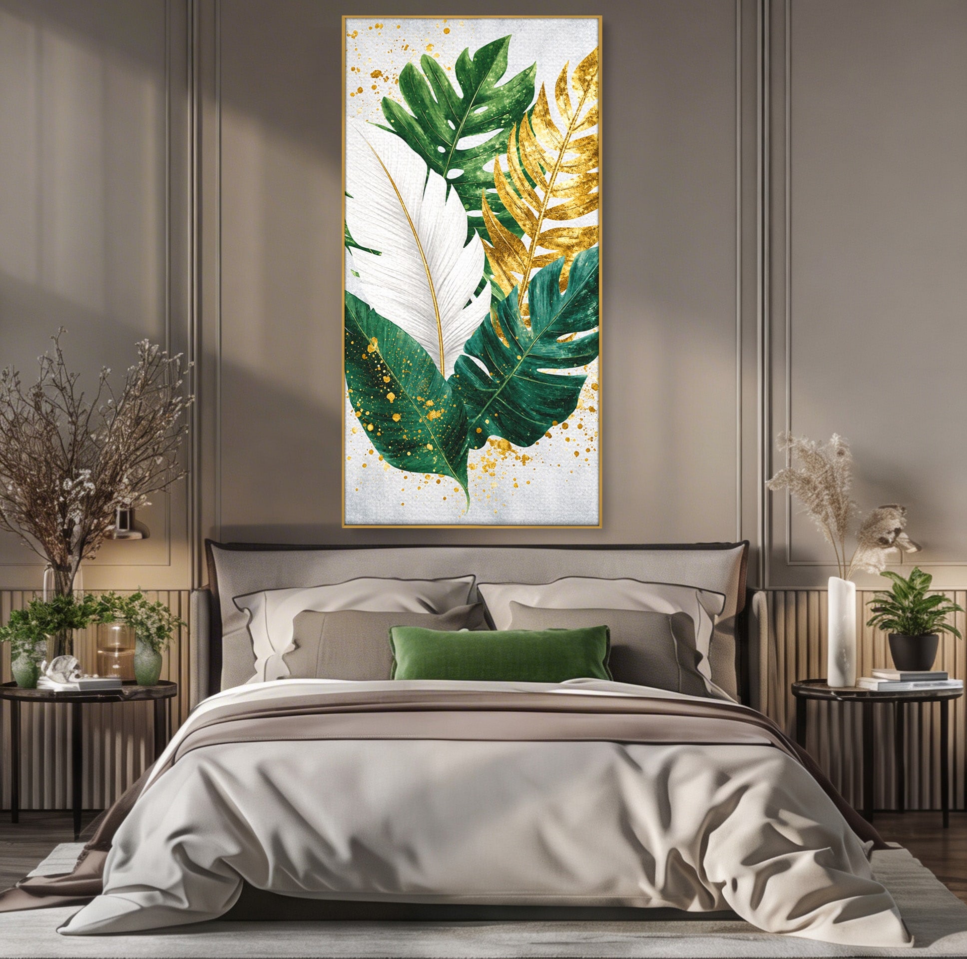 Tablou Canvas Premium LuxCanva® A1841, Frunze Tropicale, Frunze, Tropical, Natura, Living, Exotic, Culori Vibrante