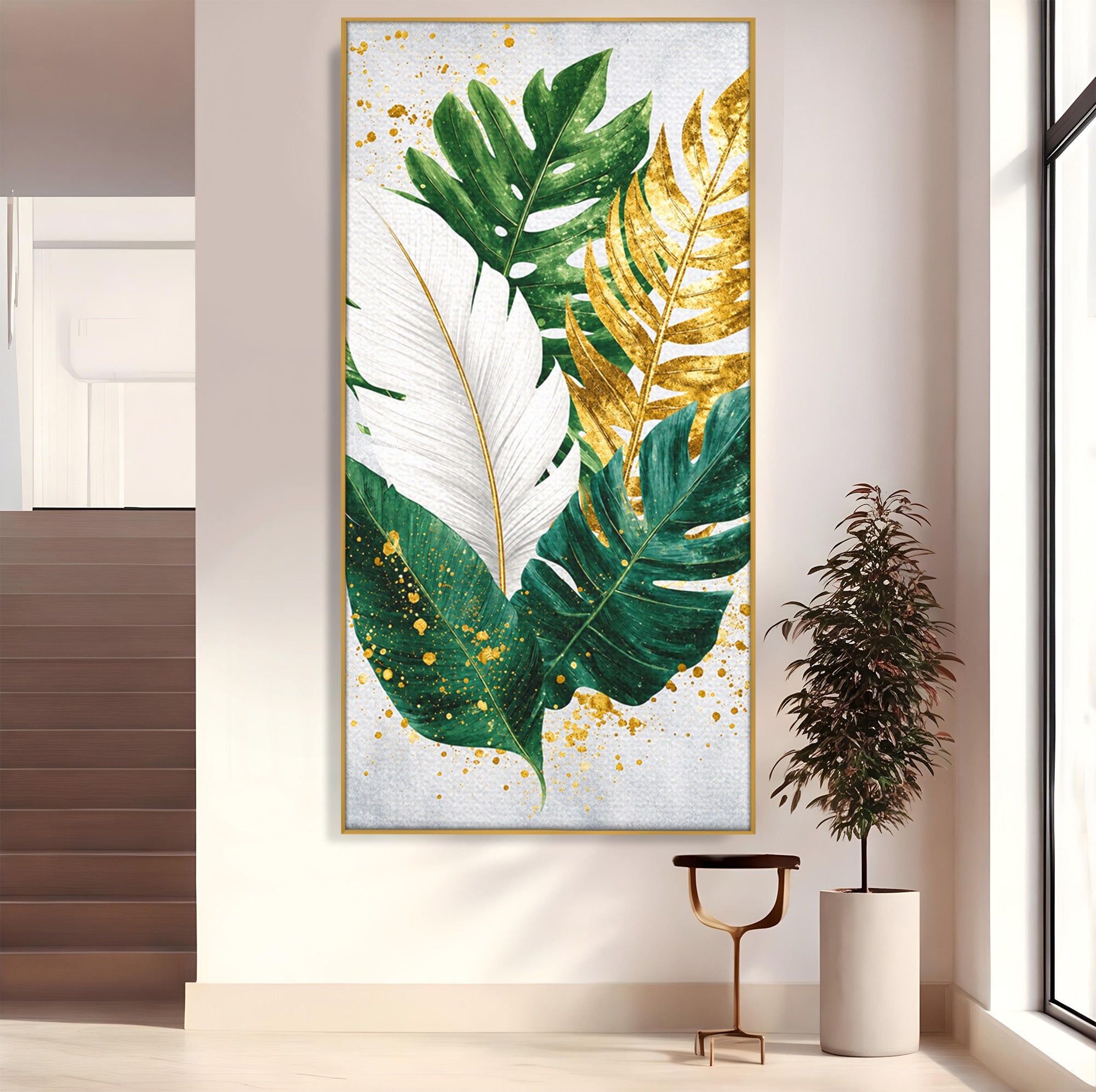 Tablou Canvas Premium LuxCanva® A1841, Frunze Tropicale, Frunze, Tropical, Natura, Living, Exotic, Culori Vibrante