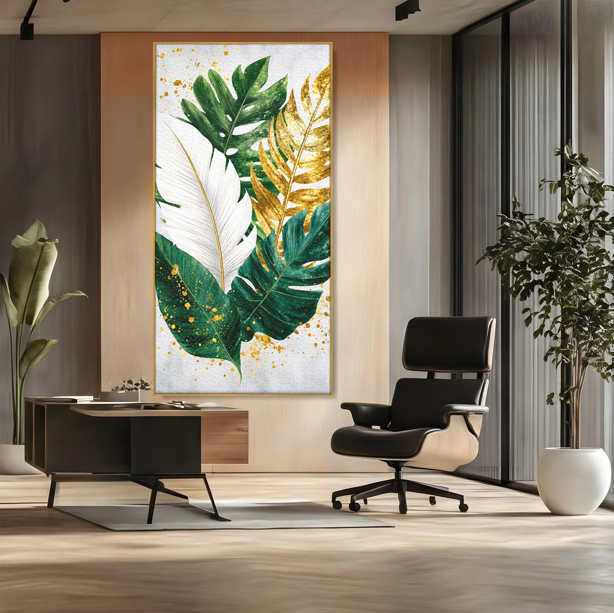 Tablou Canvas Premium LuxCanva® A1841, Frunze Tropicale, Frunze, Tropical, Natura, Living, Exotic, Culori Vibrante
